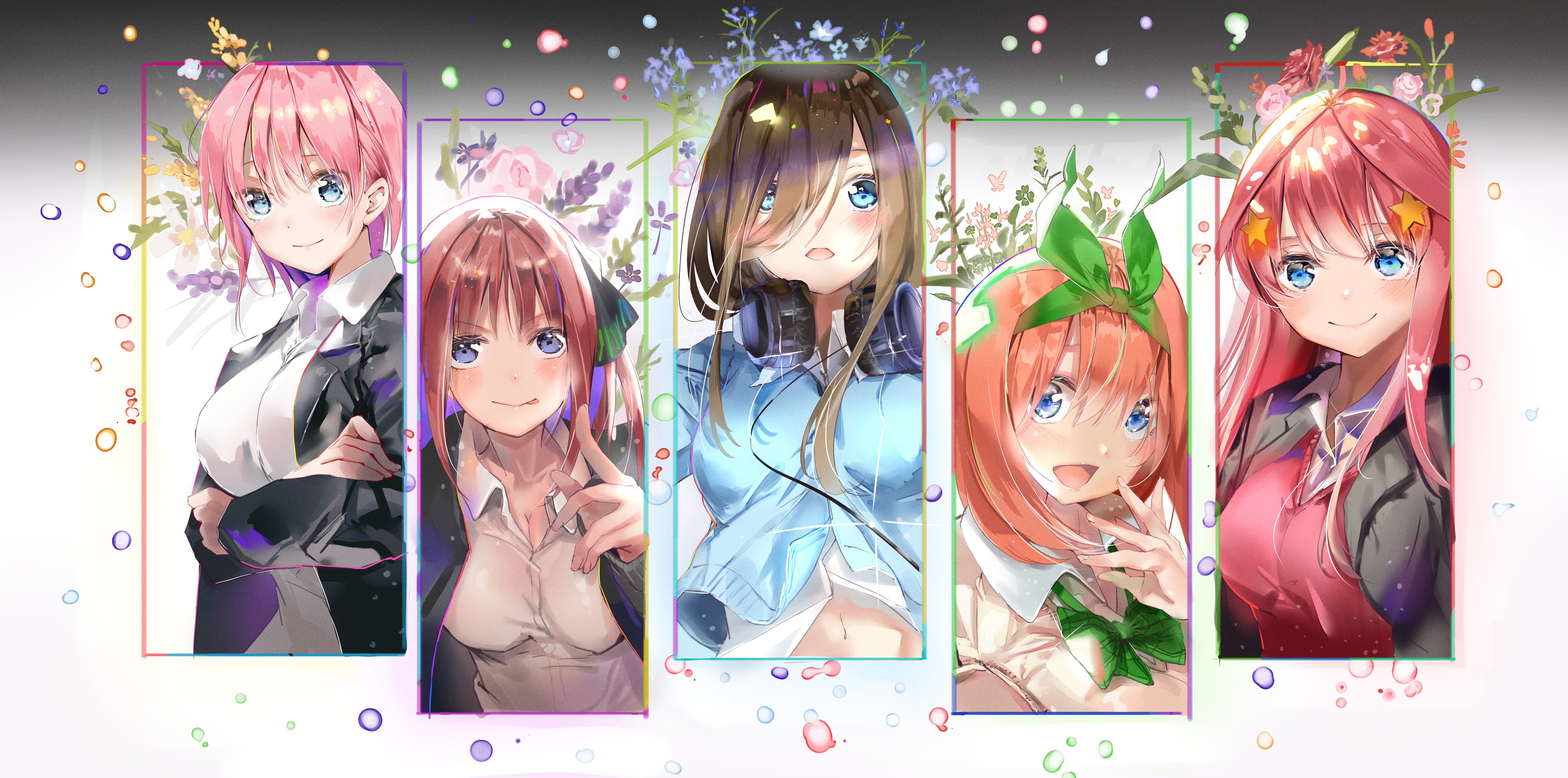 Nino Nakano, The Quintessential Quintuplets, Miku Nakano, Anime, 5K, Ichika Nakano, Yotsuba Nakano, Itsuki Nakano, HD Wallpaper