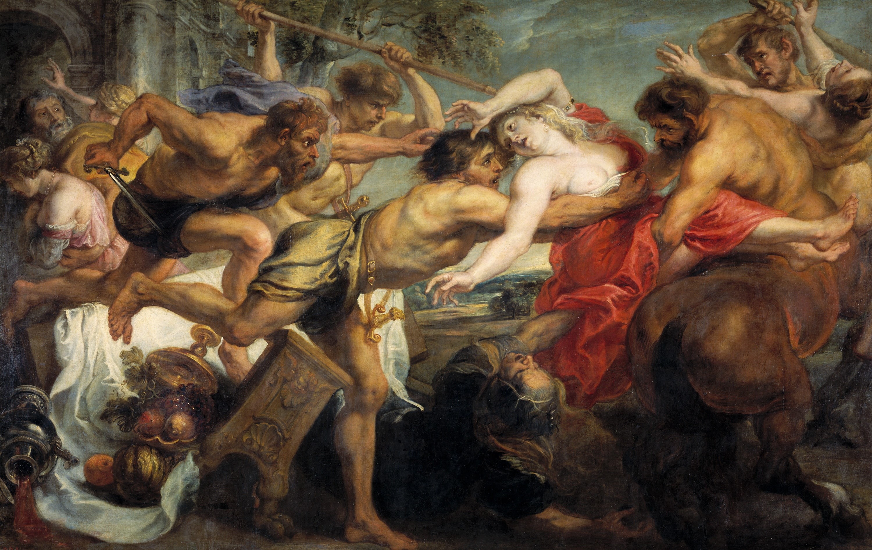 Pieter Paul Rubens, mythology, Peter Paul Rubens, 2K, Kidnapping Hippodamia, Battle of the Lapiths and Centaurs, picture, HD Wallpaper