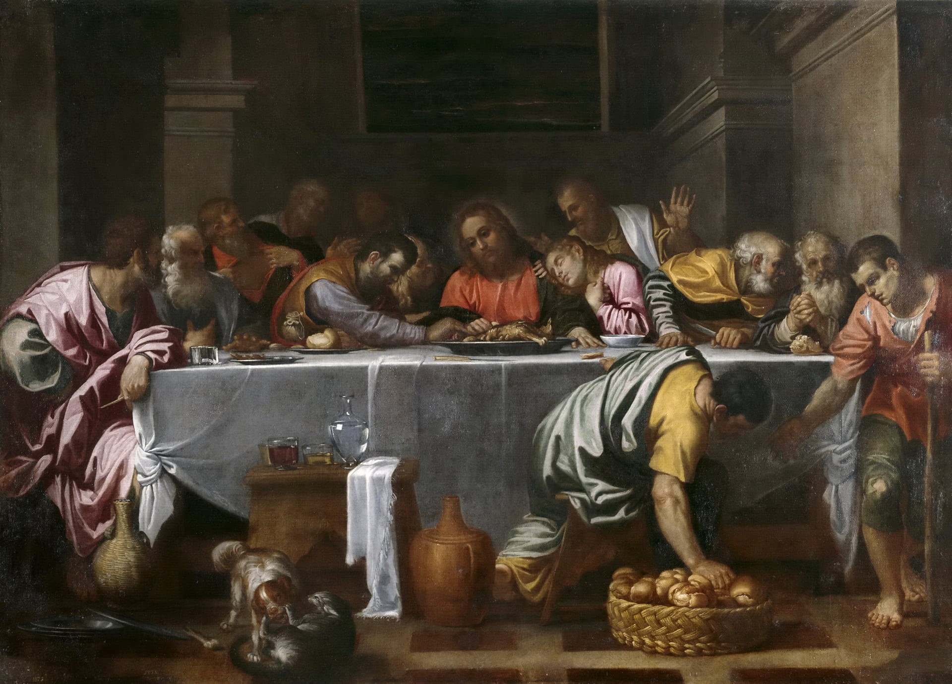 the past, representation, art and craft, building, last, 1080P, large group of people, painting, supper, group of people, built structure, Agostino Carracci, HD Wallpaper