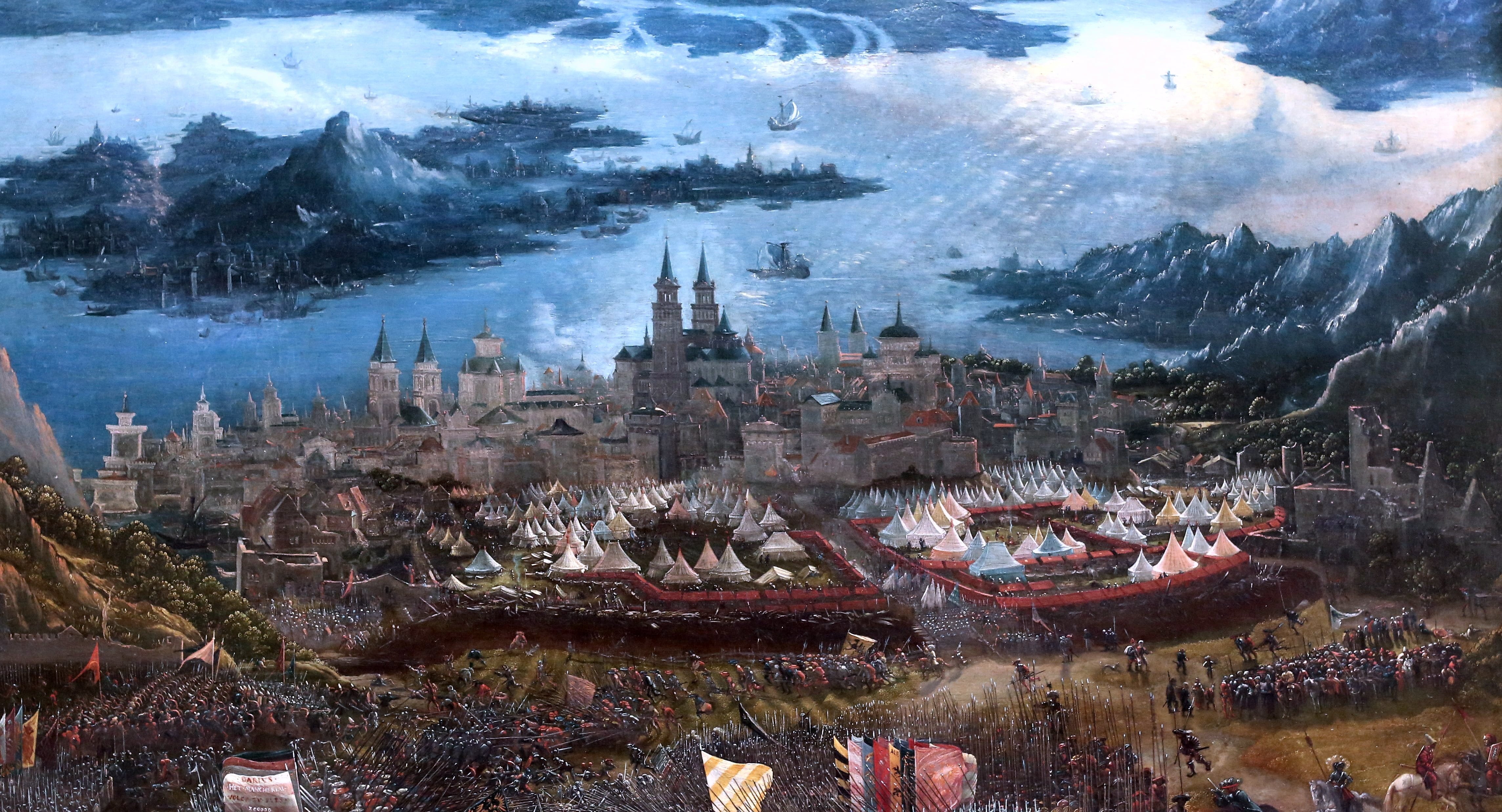 near, painting, architecture, travel destinations, body, nature, Regensburg, building, picture, religion, The Battle of From, city, outdoors, Albrecht Altdorfer, HD Wallpaper