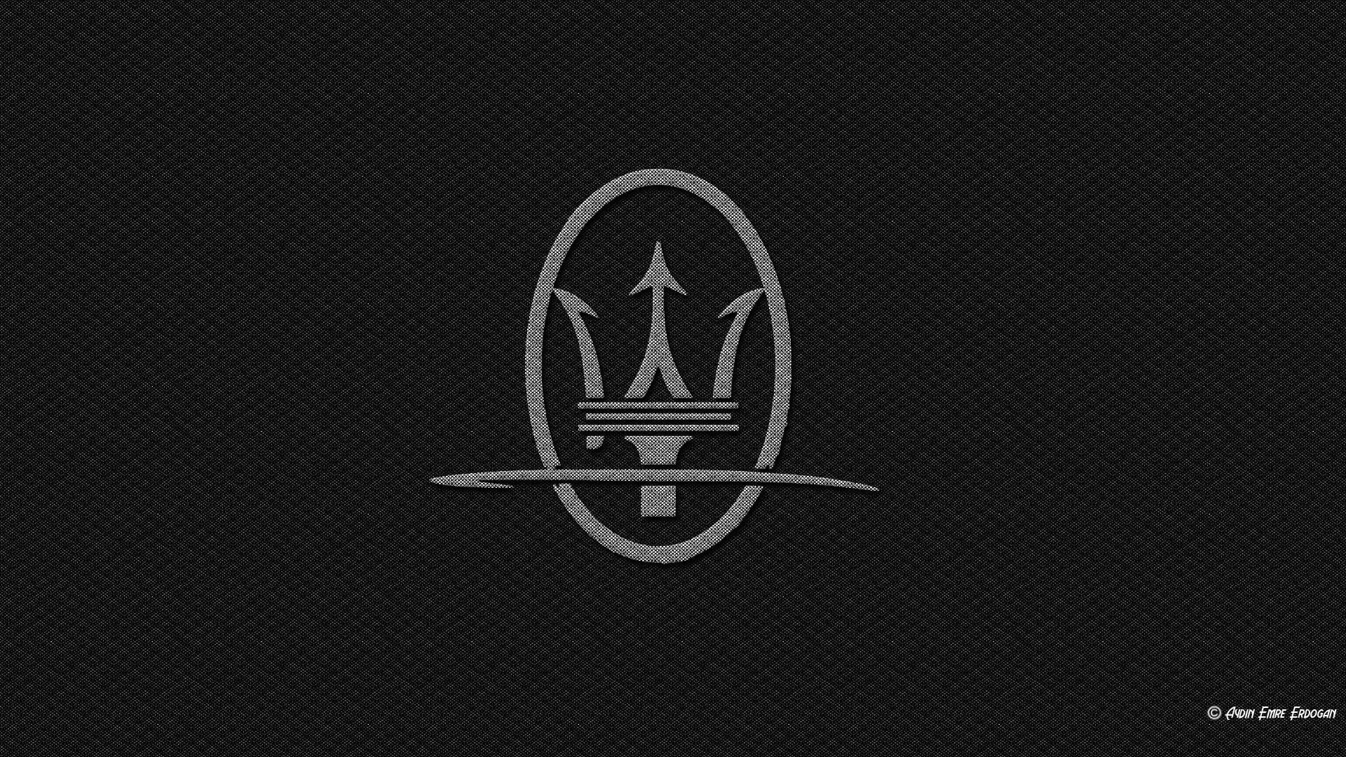 white color, close-up, textured, art and craft, sign, representation, Maserati, pattern, arts culture and entertainment, black background, indoors, 1080P, HD Wallpaper