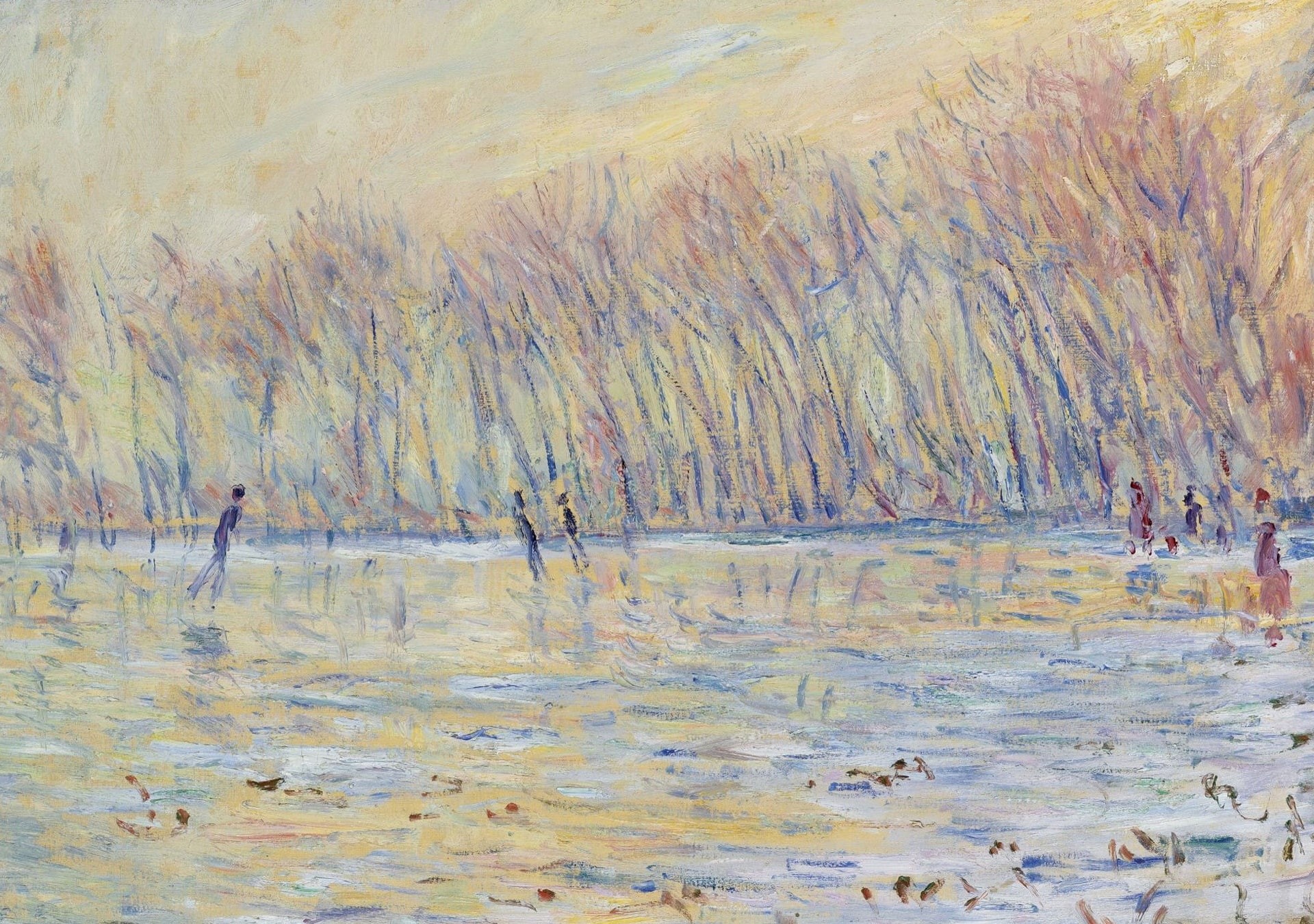 landscape, Claude Monet, picture, The skaters at Giverny, 1080P, HD Wallpaper