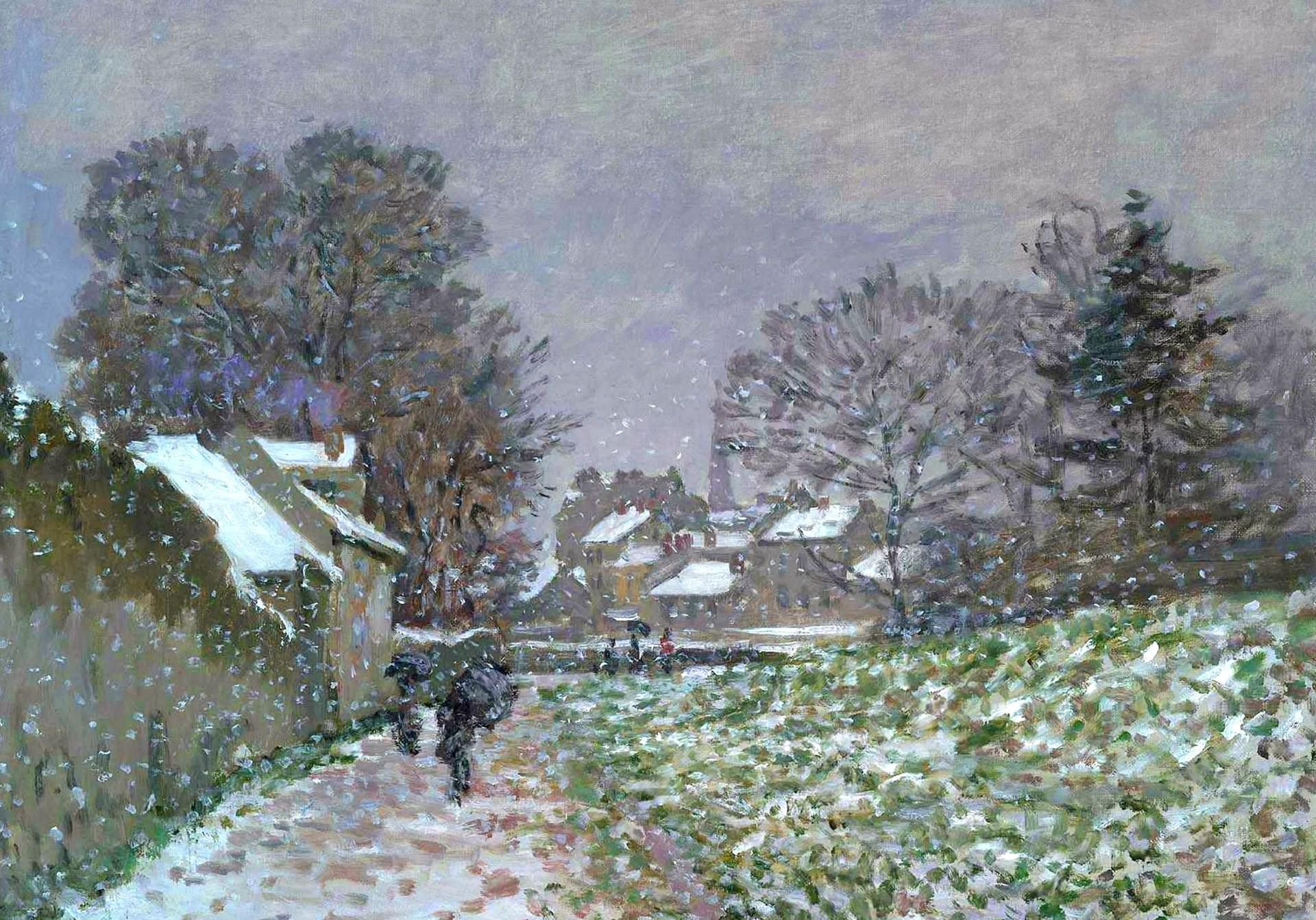 Snow at Argenteuil, Claude Monet, picture, 1080P, landscape, HD Wallpaper