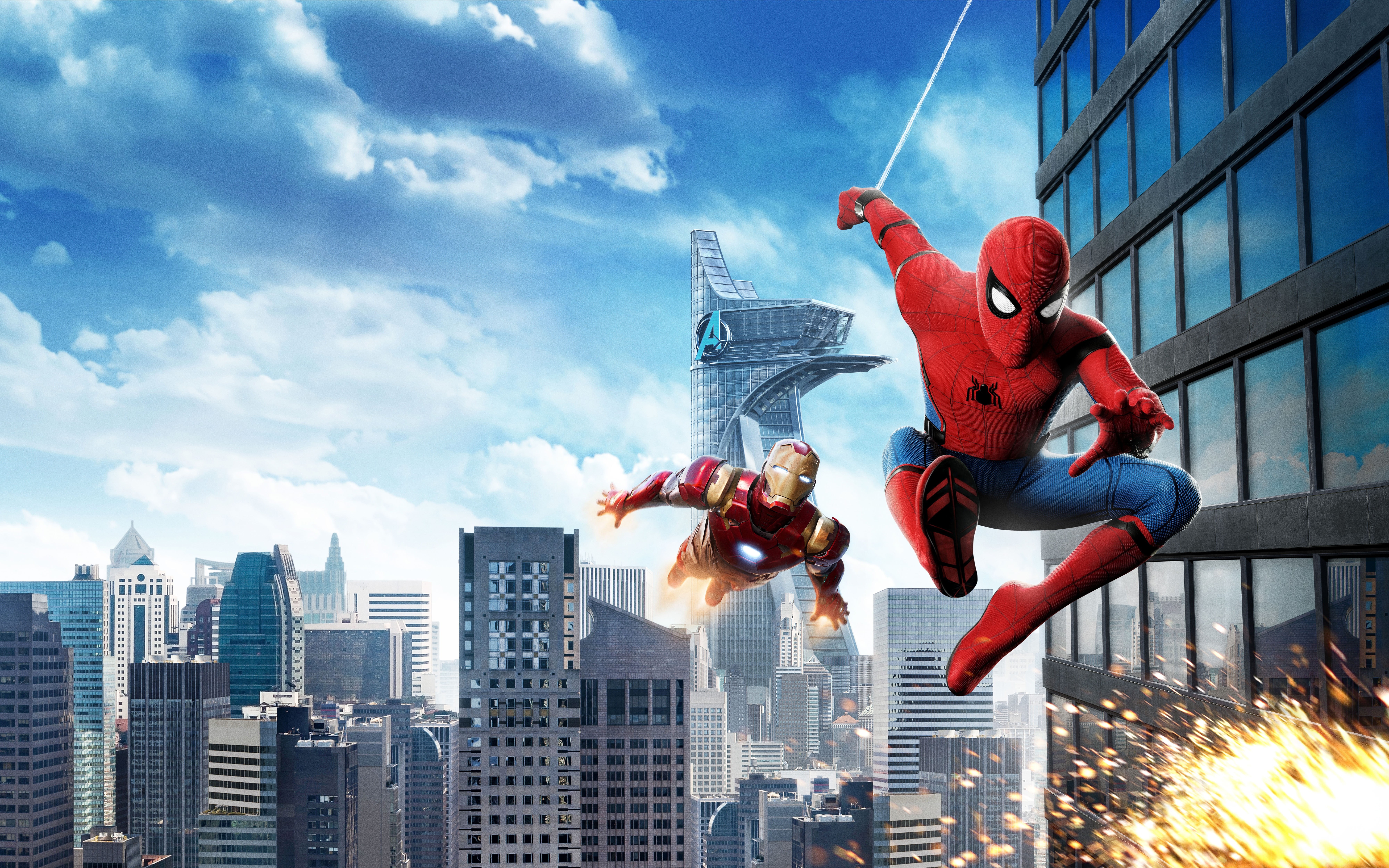 Sony Pictures, Heroes, EXTENDED, man, built structure, Adrian Toomes, 8K, day, Spider-Man, Young man, office building exterior, human arm, Michael Keaton, HD Wallpaper
