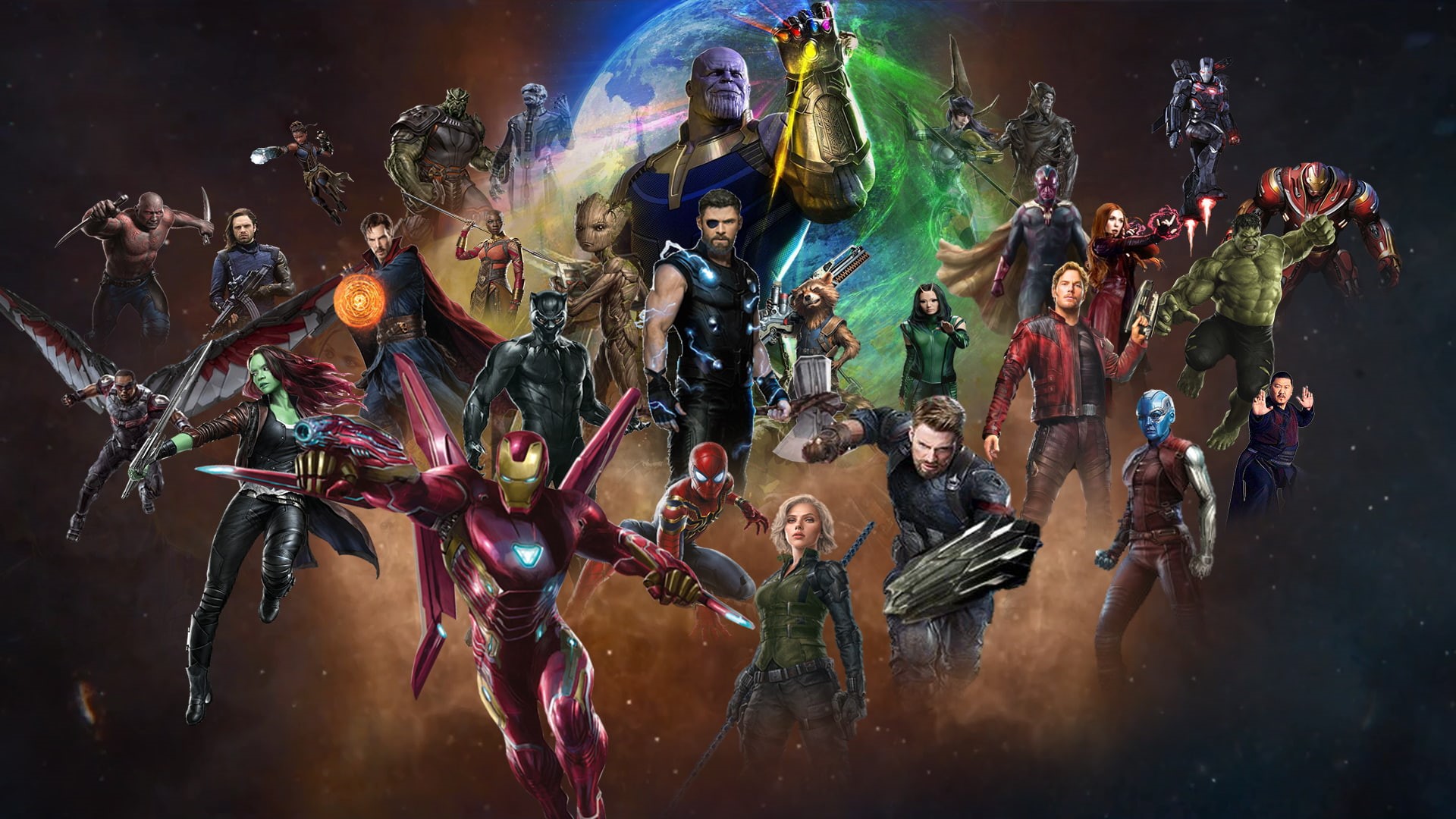 Infinity Gauntlet, Nebula (Marvel Comics), Avengers, Movie, Danai Gurira, Zoe Saldana, Corvus Glaive, Scarlet Witch, Chris Evans, Shuri (Marvel Comics), HD Wallpaper