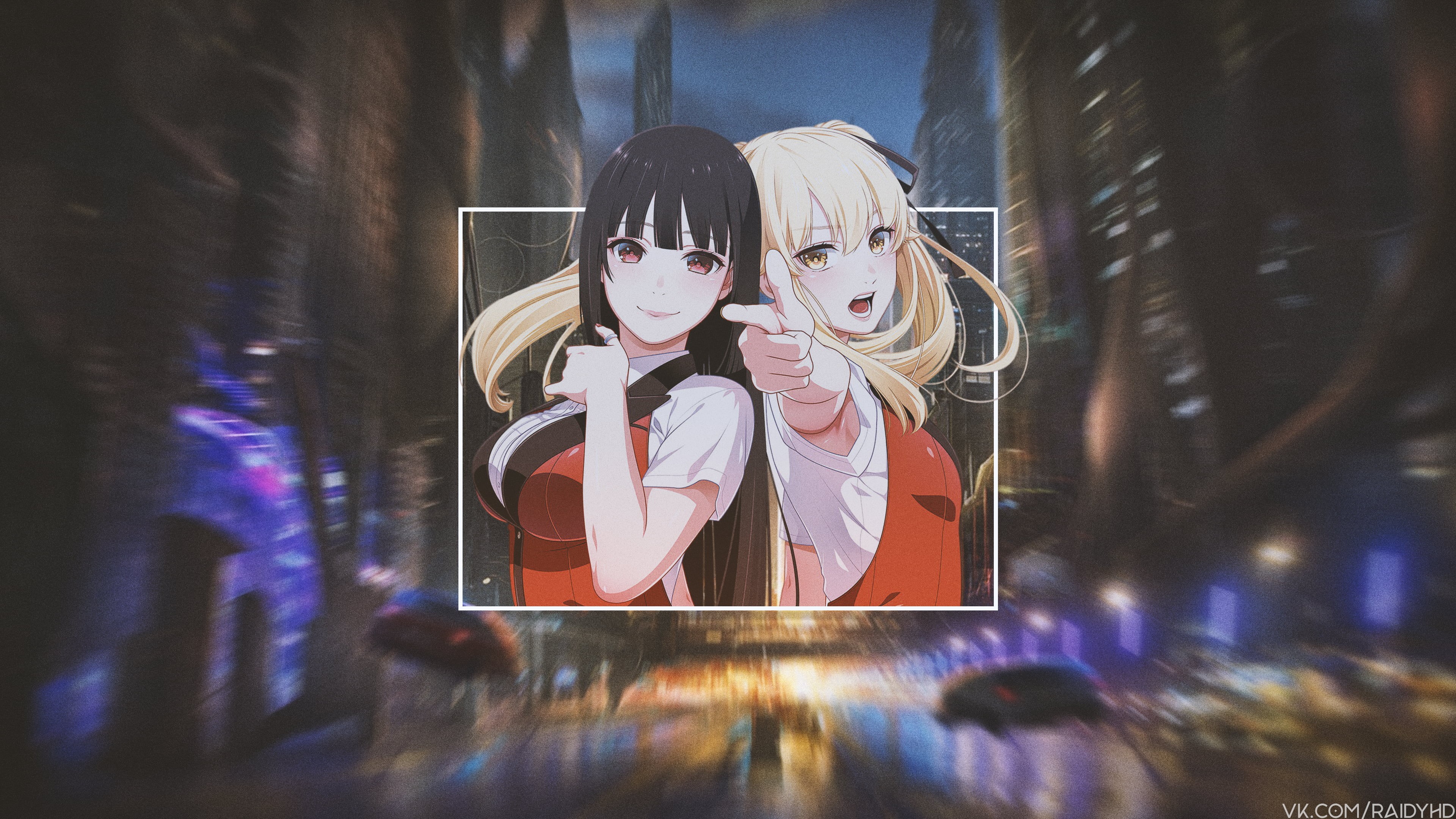 picture-in-picture, 4K, Saotome Meari, anime, Kakegurui, Jabami Yumeko, anime girls, HD Wallpaper