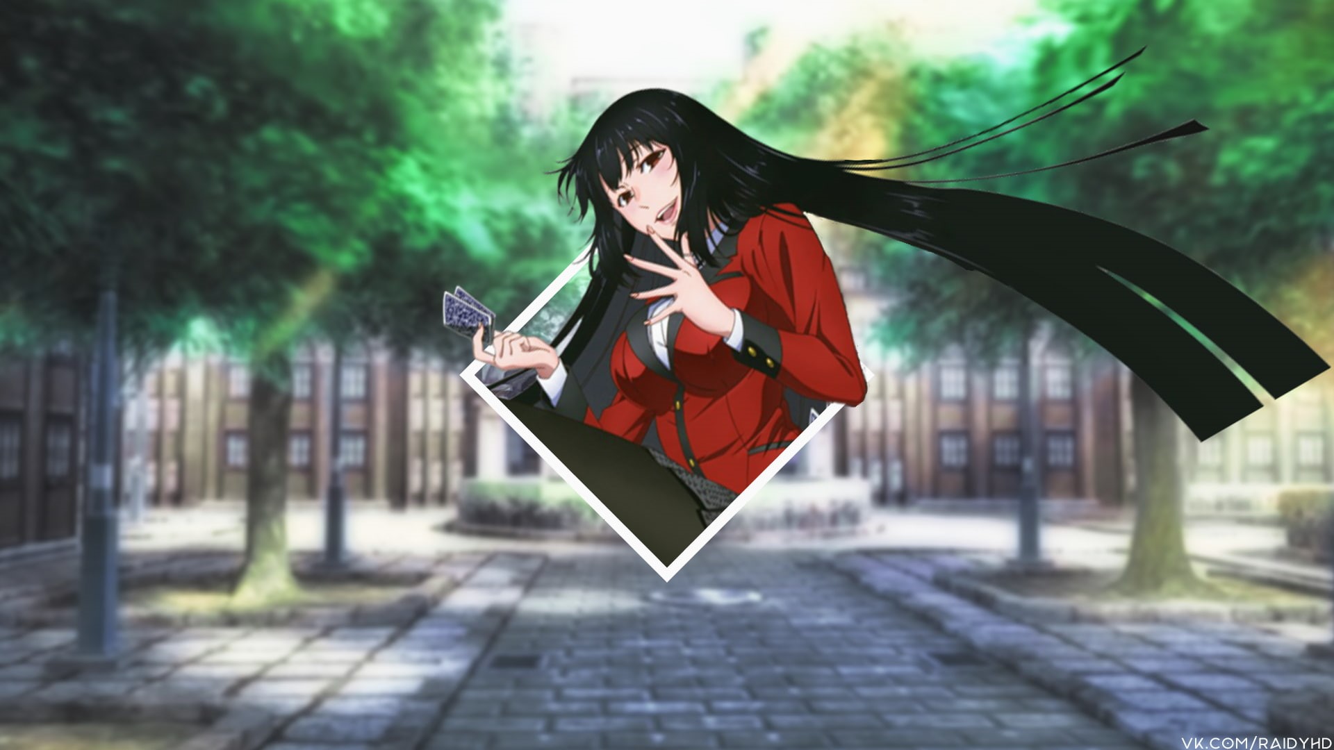 anime girls, 1080P, Kakegurui, Jabami Yumeko, picture-in-picture, anime, HD Wallpaper