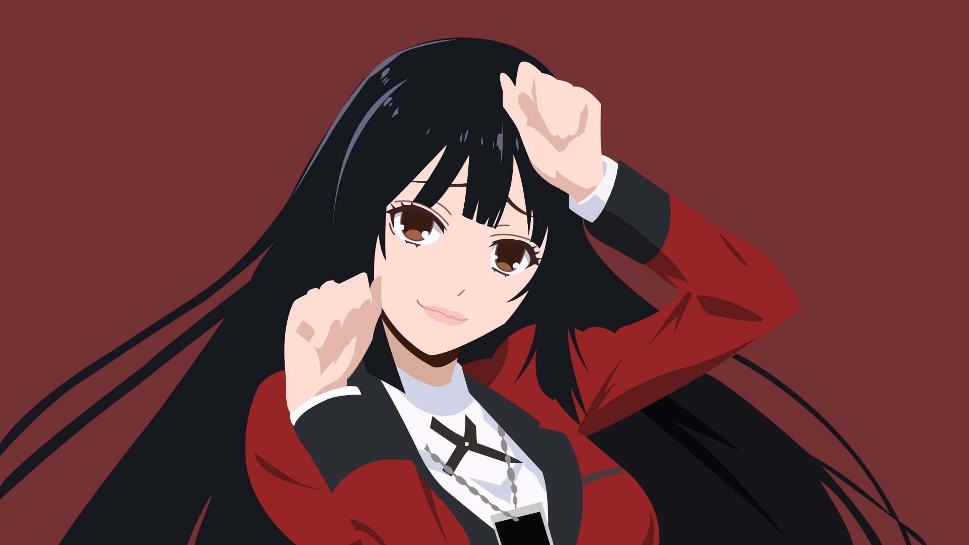 ErominimalistSensei, Kakegurui, Jabami Yumeko, simple background, minimalism, 1080P, HD Wallpaper