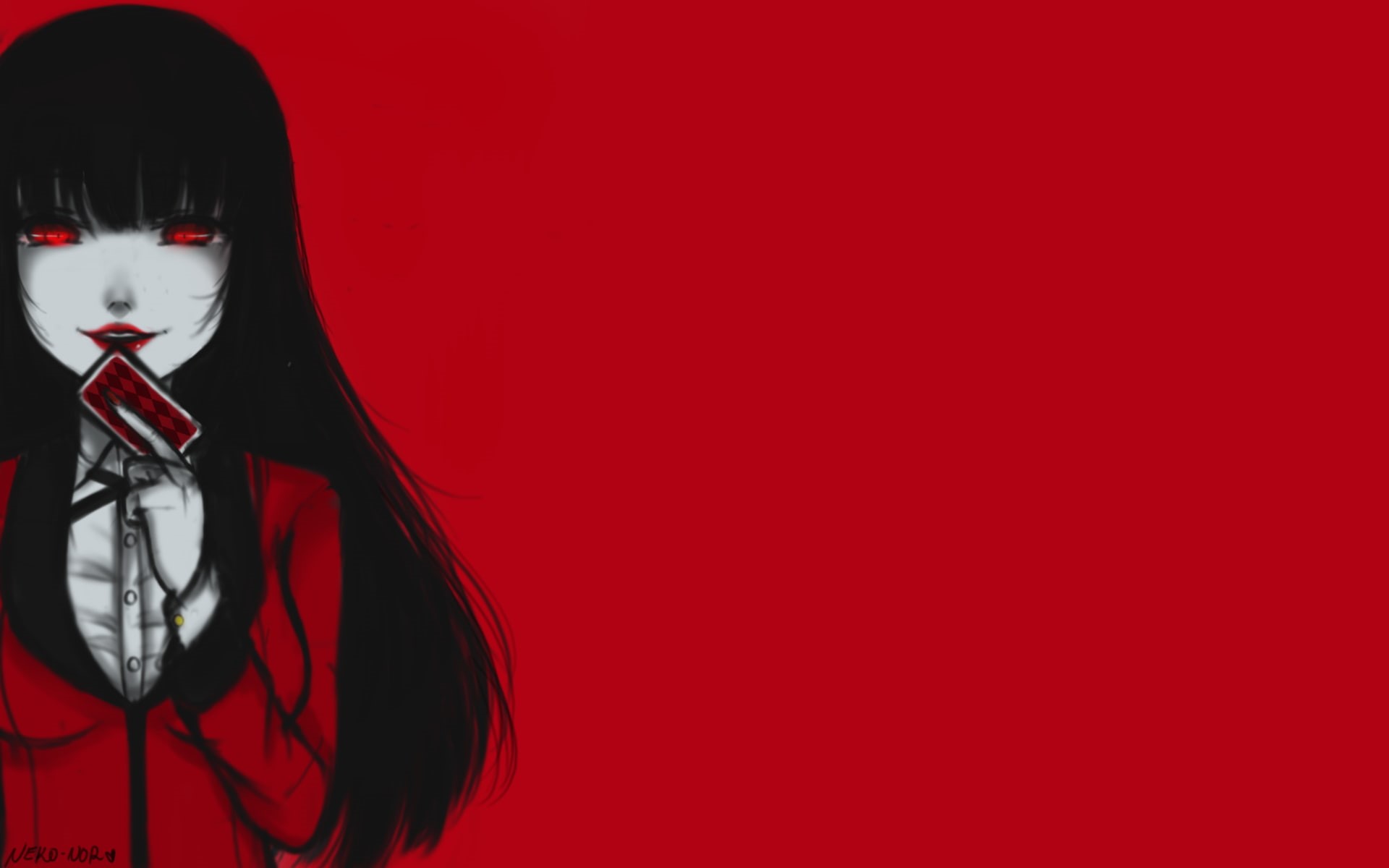 fashion, colored background, Jabami Yumeko, lifestyles, 1080P, anime girls, celebration, red, studio shot, hat, human representation, representation, clothing, HD Wallpaper