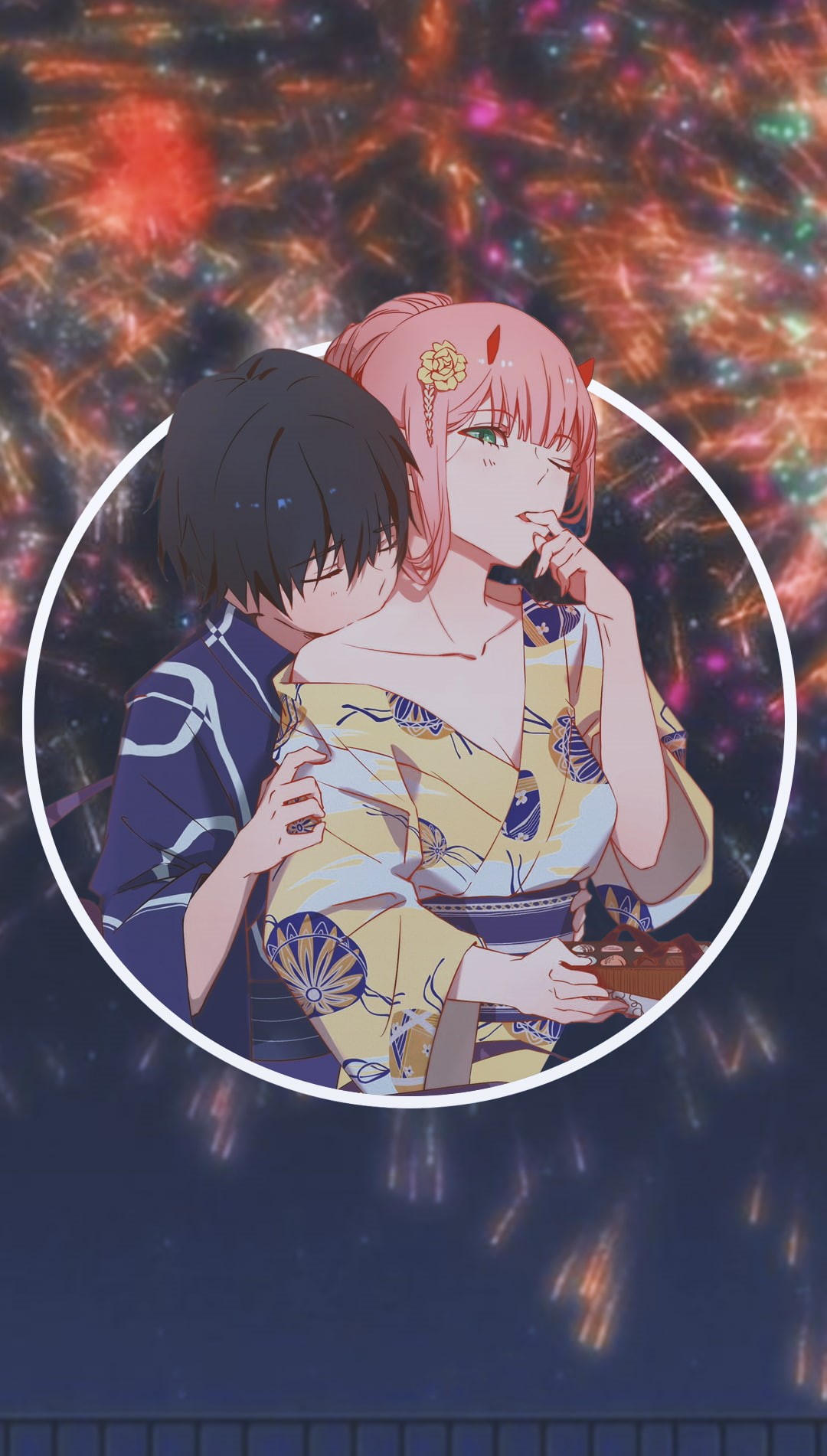 anime girls, pink hair, Code:016 (Hiro), yukata, reflection, basketball - sport, outdoors, tree, circle, digital composite, no people, 720P, shape, art and craft, Phone HD Wallpaper