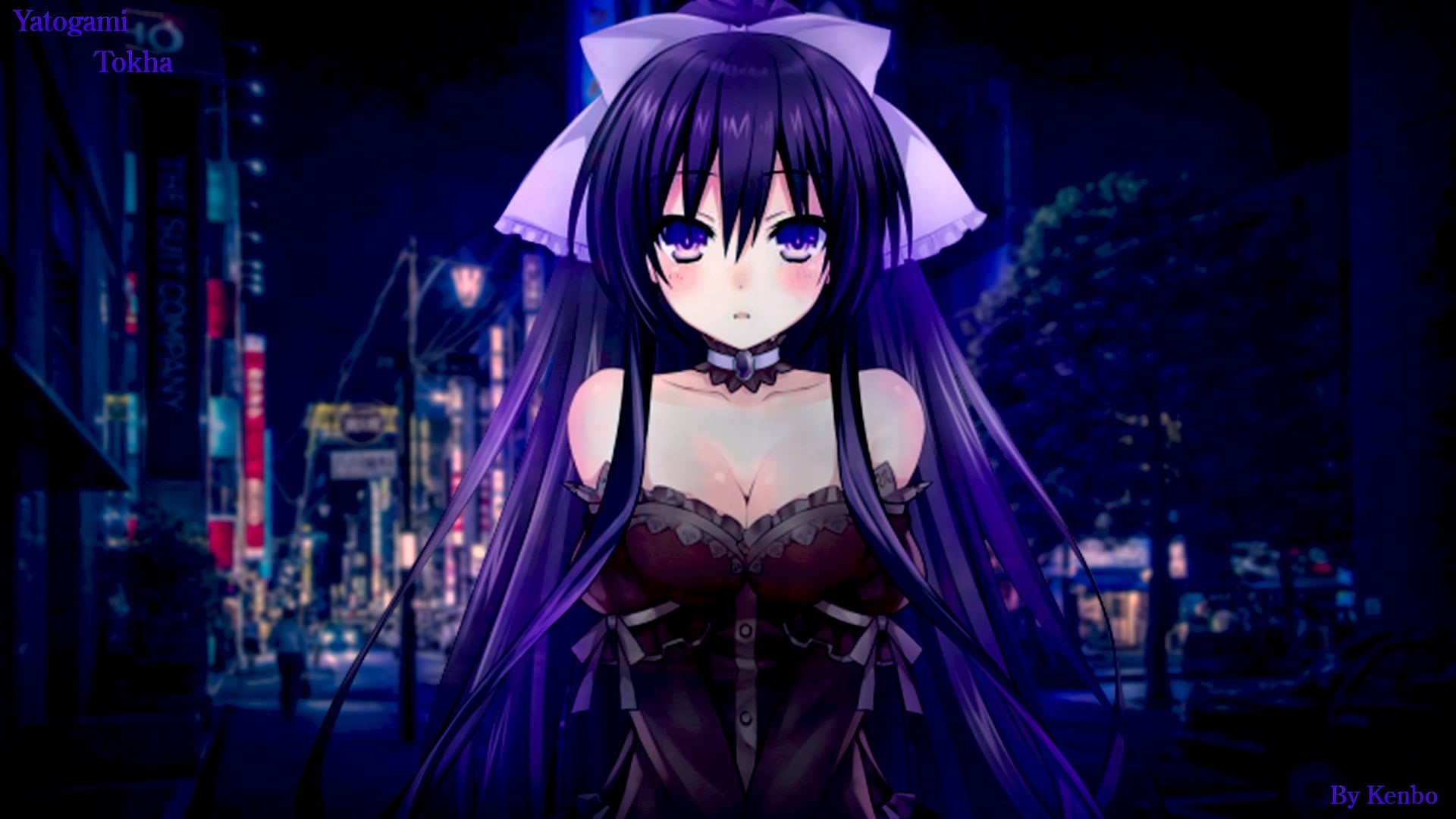 night, focus on foreground, anime, young women, hair, Yatogami Tohka, hairstyle, Date A Live, adult, indoors, women, lifestyles, spooky, beautiful woman, HD Wallpaper