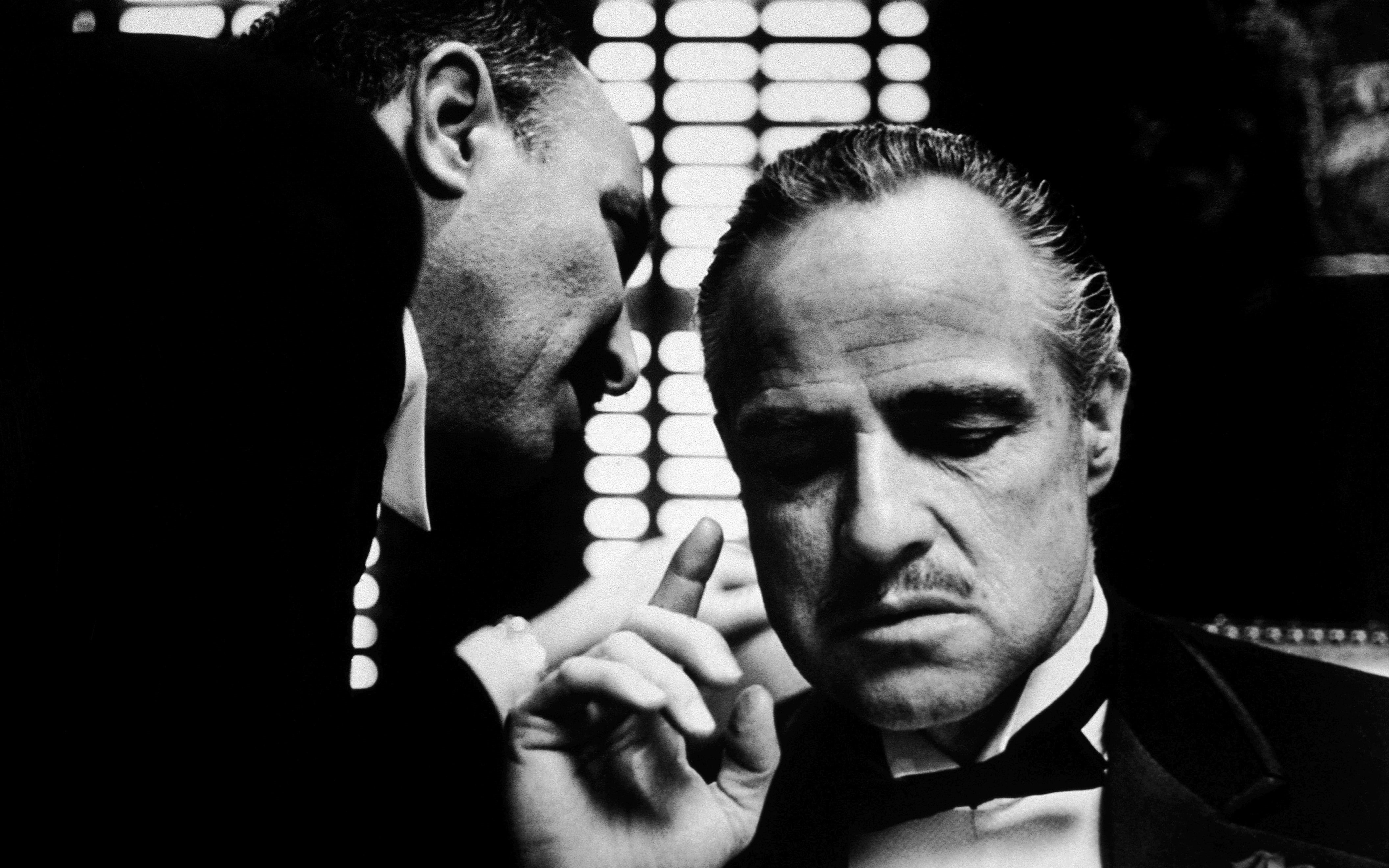 Vito Corleone, movies, Marlon Brando, monochrome, 4K, The Godfather, HD Wallpaper