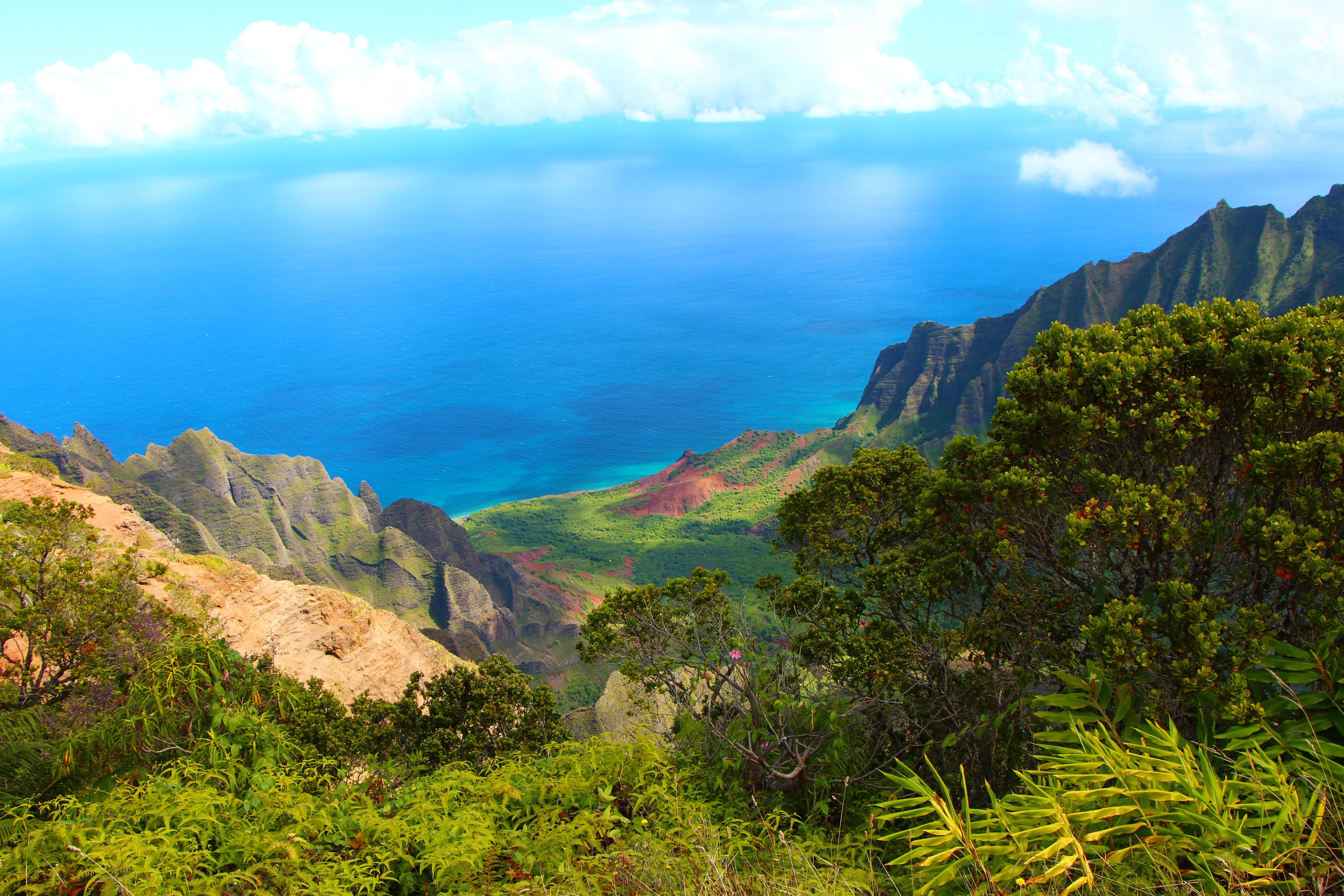 cloud, scenic, land, no people, shore, beach, summer, plant, cloud - sky, seascape, panoramic, nofilter, beauty in nature, hiking, top, green color, scene, HD Wallpaper