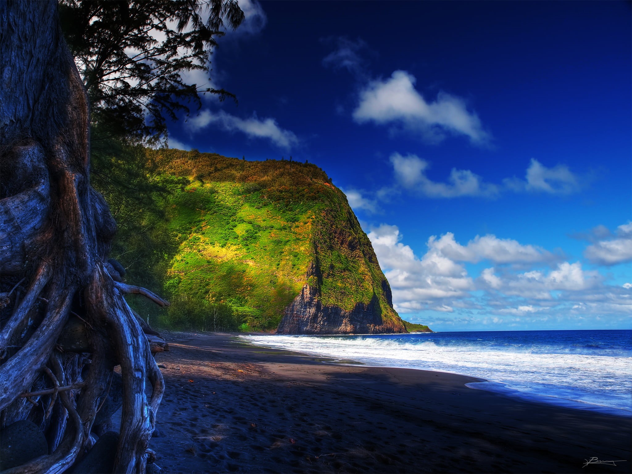 paul, sky, jack, black  sand, color  photo, descent, water, blue, hill  ridge, zuiko, art, escape, vacation, outdoors, scape, vegetation, scenics, seascape, HD Wallpaper