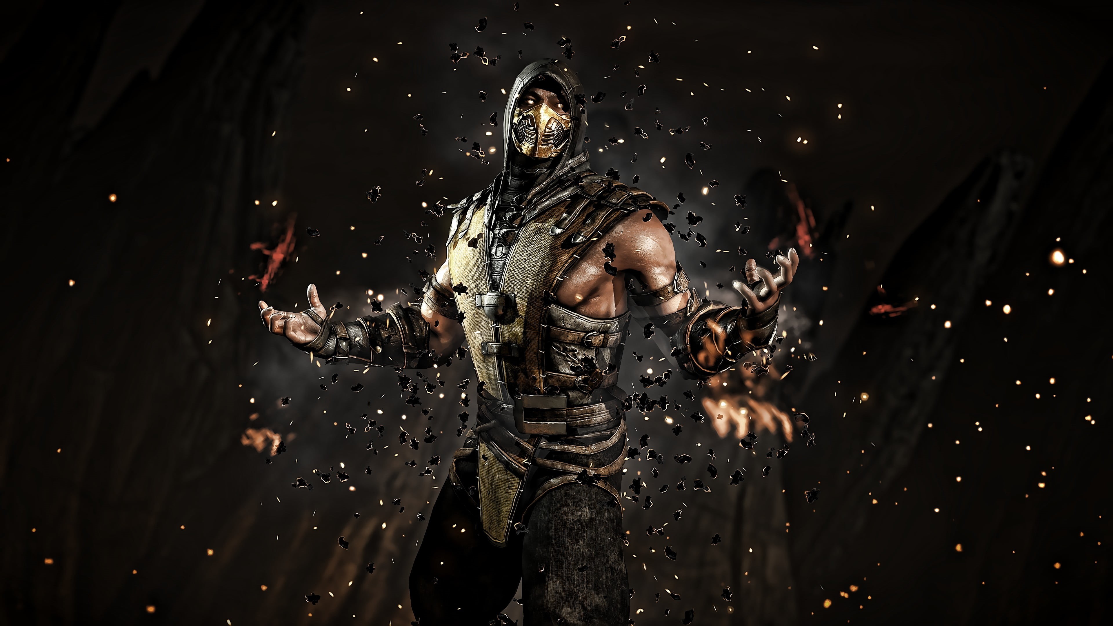 adult, black background, video games, mortal, young adult, men, three quarter length, lifestyles, people, indoors, warrior, front view, disguise, Mortal Kombat, HD Wallpaper