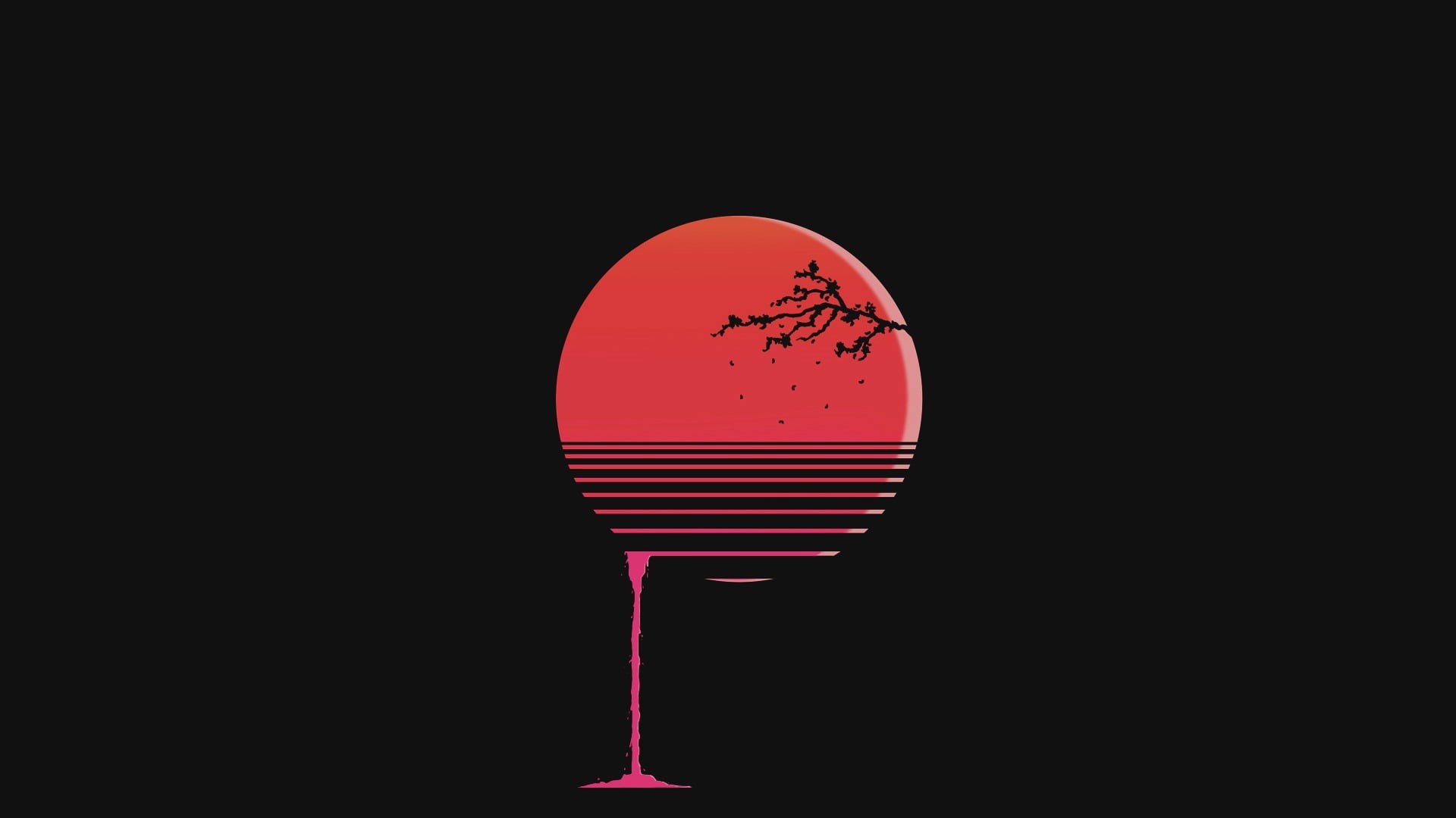 love, 1080P, still life, moon, indoors, studio shot, red, Photoshop, cherry blossom, balloon, black background, minimalism, heart shape, communication, HD Wallpaper