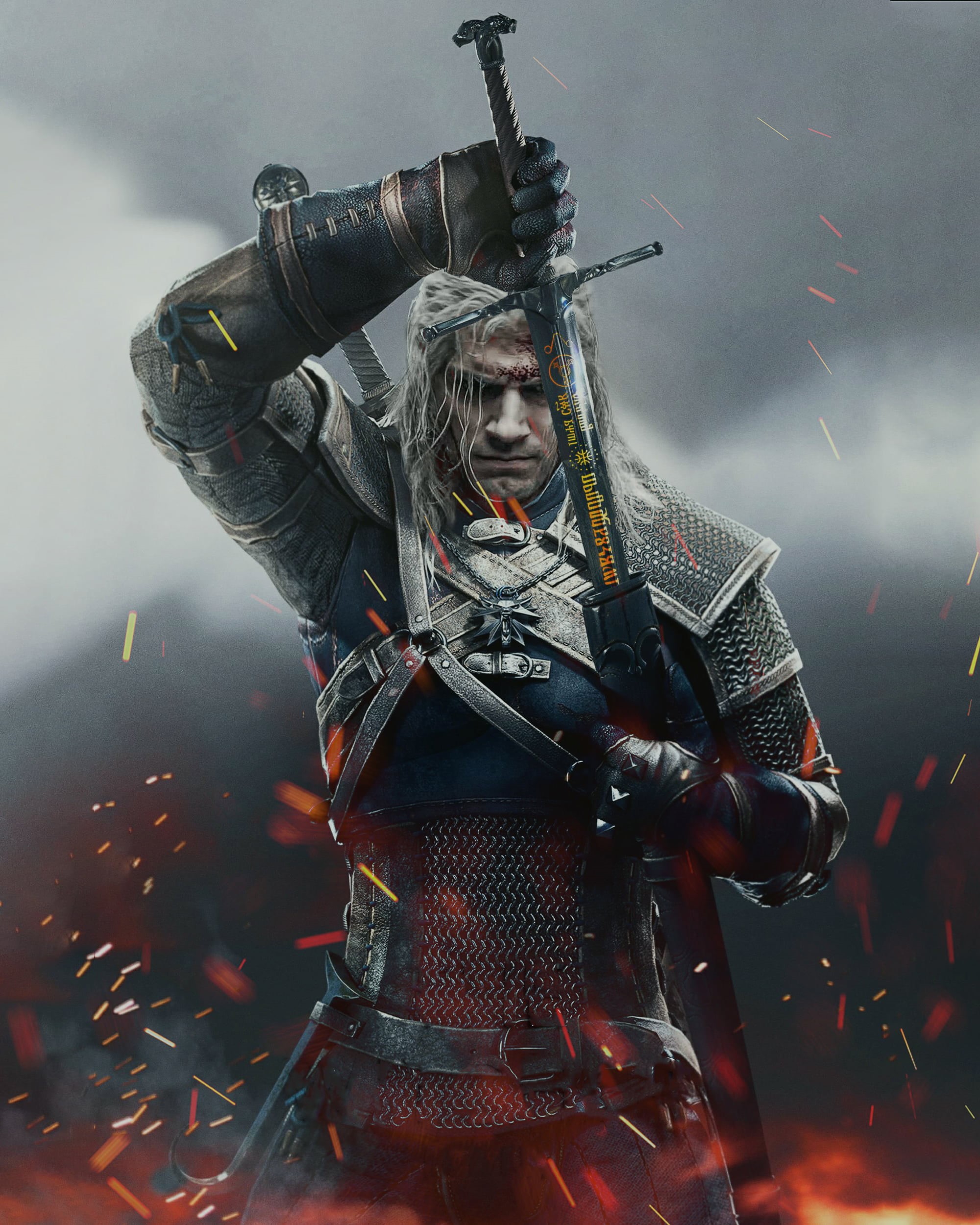 people, The Witcher, long hair, 1080P, Henry Cavill, Phone HD Wallpaper