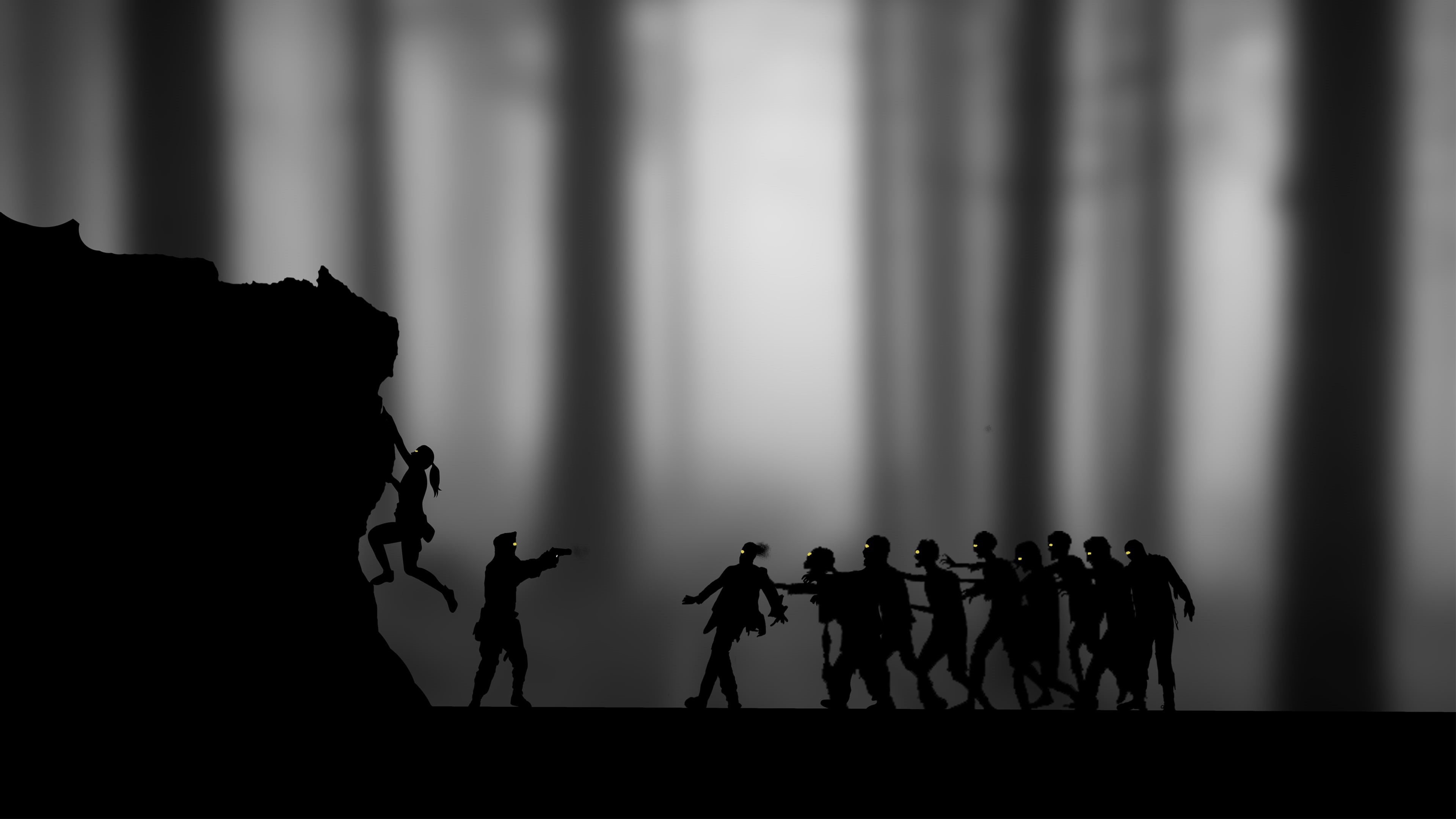 photoshop art, army soldier, day, silhouette art, adult, rock, undead, girl, digital art, horror, men, silhouette landscape, young adult, digital content, HD Wallpaper