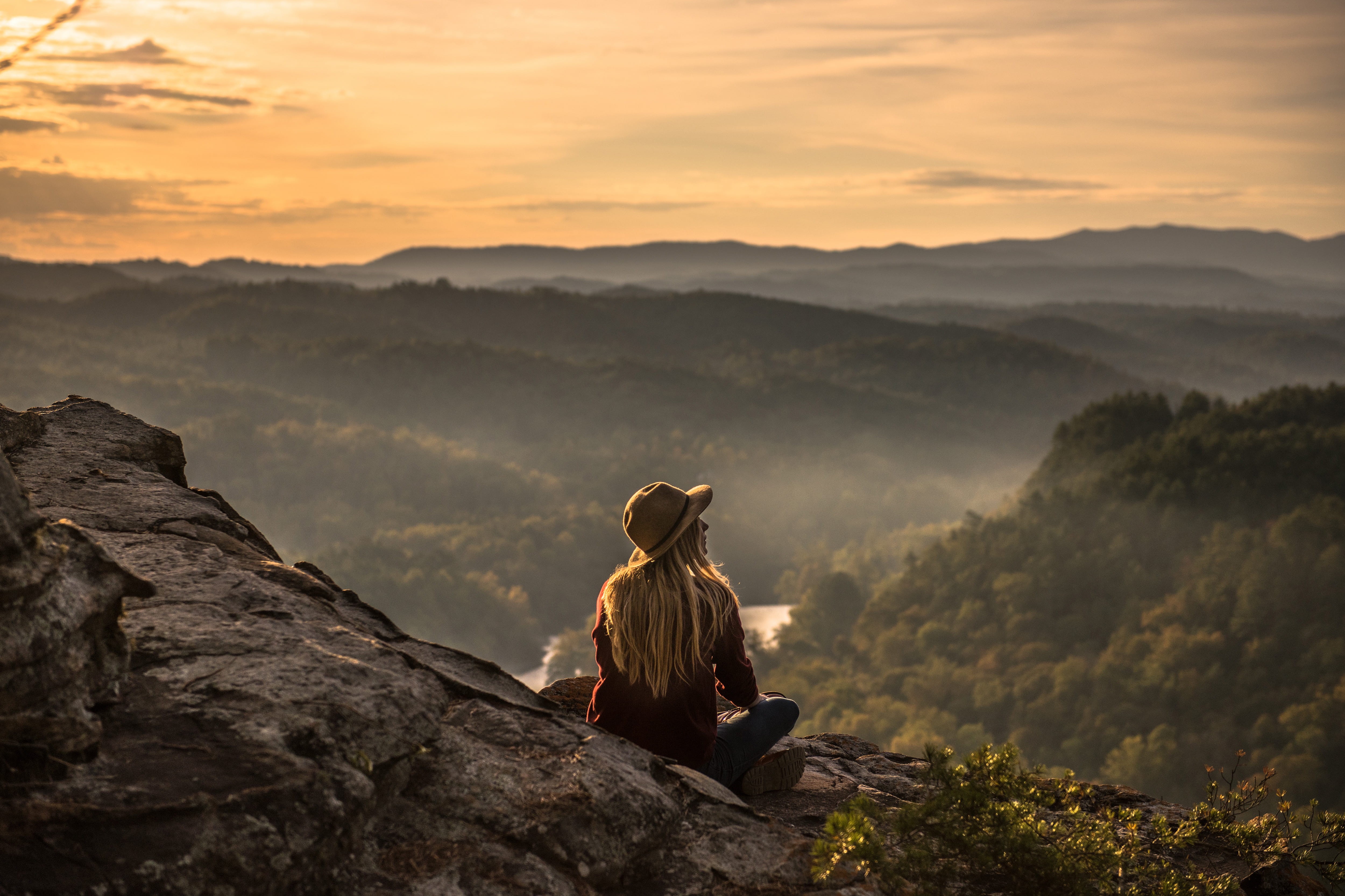 girl, adventure, people, wearing, looking at view, tranquility, nature, lifestyles, holiday, beauty in nature, rock - Object, travel, mountain range, tranquil scene, HD Wallpaper