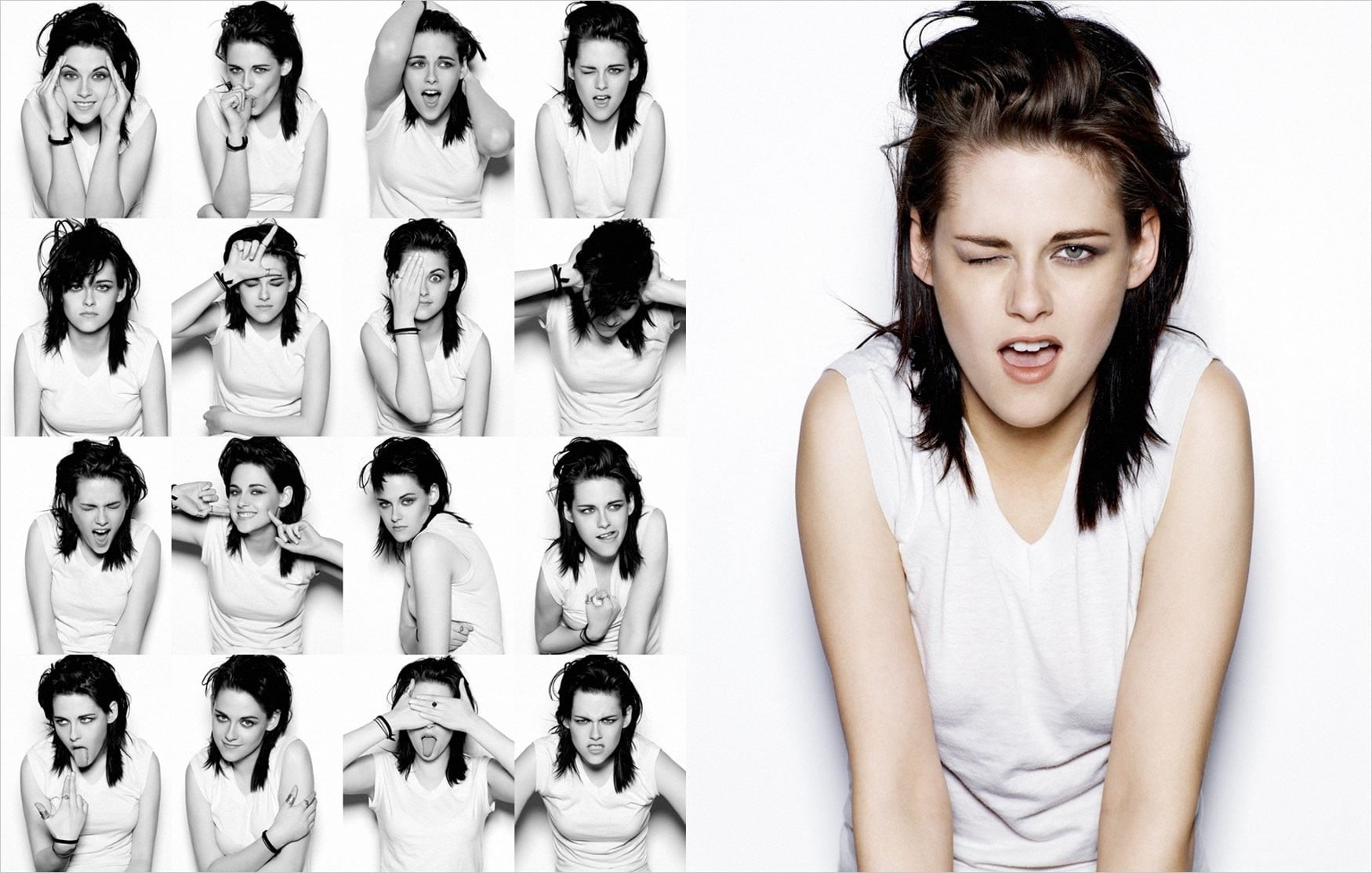 kirsten, white background, casual clothing, adolescence, men, young adult, teenager, portrait, 720P, stewart, actress, front view, child, looking at viewer, HD Wallpaper
