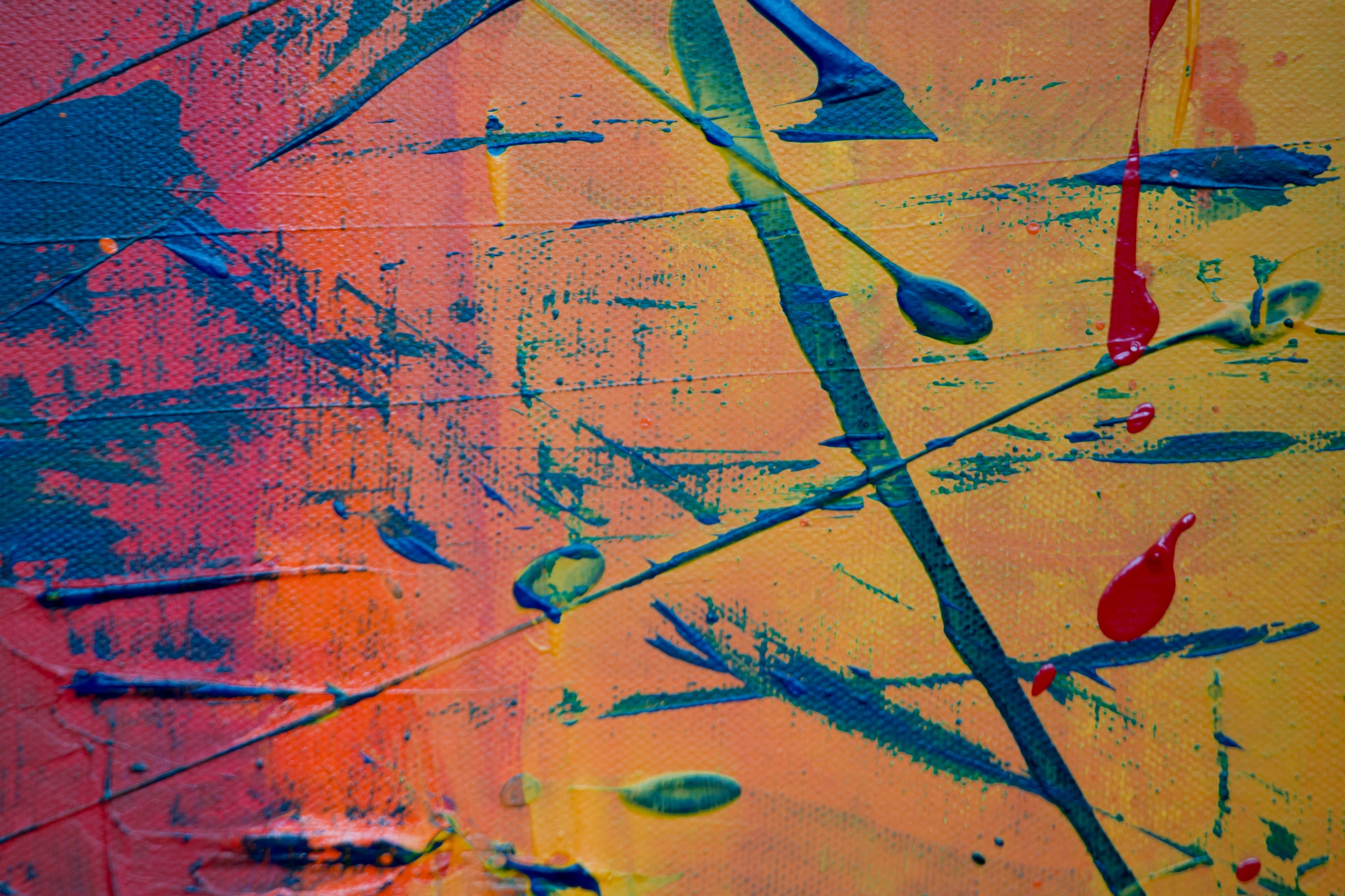 2K, painting, splattered, contemporary art, red, art and craft, textured, expressionism, paper, vintage, pattern, wall - building feature, graffiti, design, HD Wallpaper