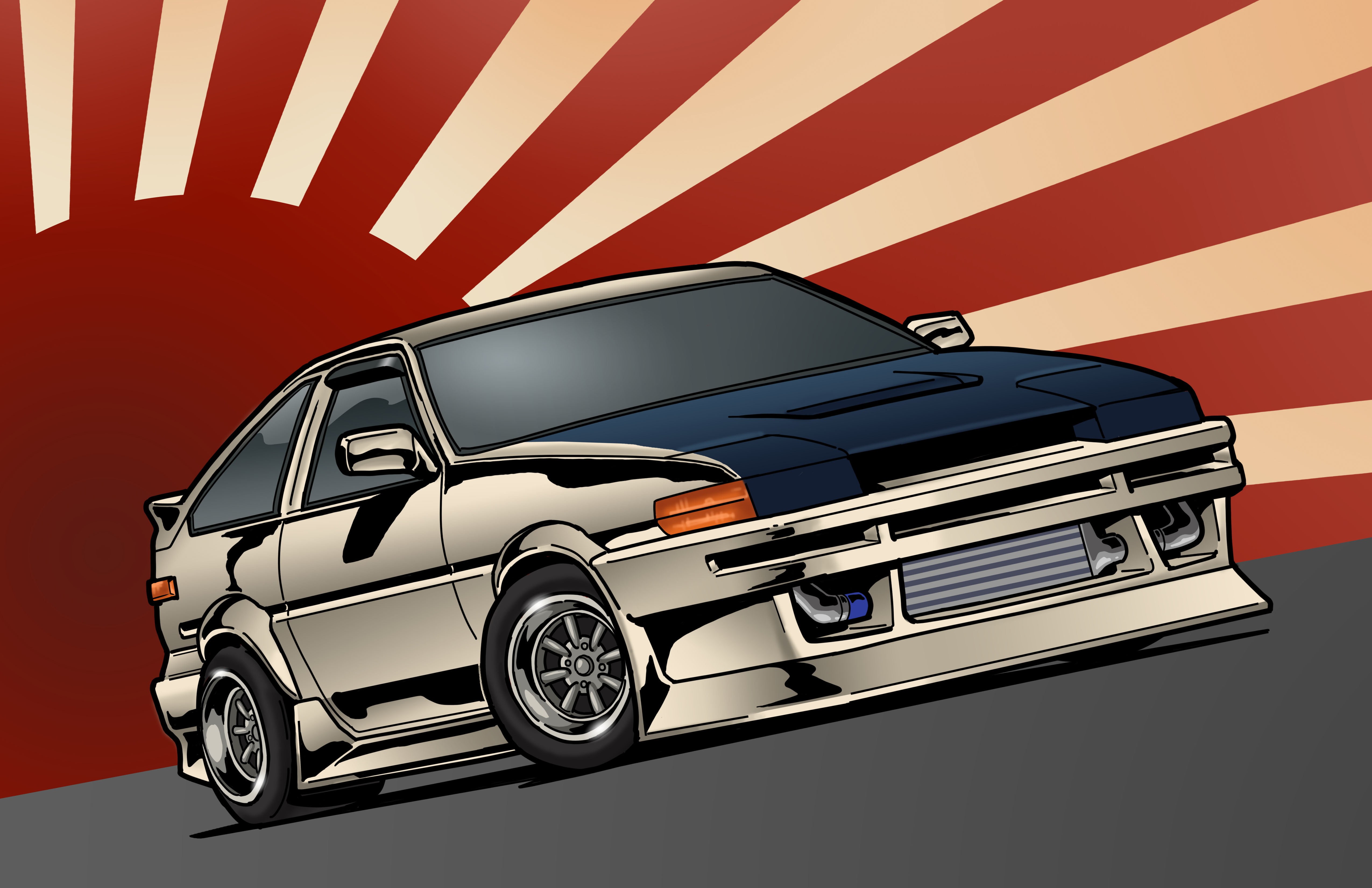  wealth, luxury, backgrounds, vector, mode of transportation, Japan, studio shot, new, metal, sedan, animated, art, illustration, retro styled, HD Wallpaper