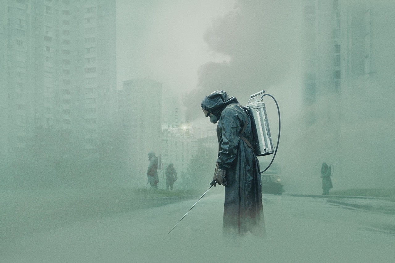 TV Series, building, disaster, smoke, HBO, urban, gas masks, vehicle, 720P, street, Chernobyl, group of people, HD Wallpaper