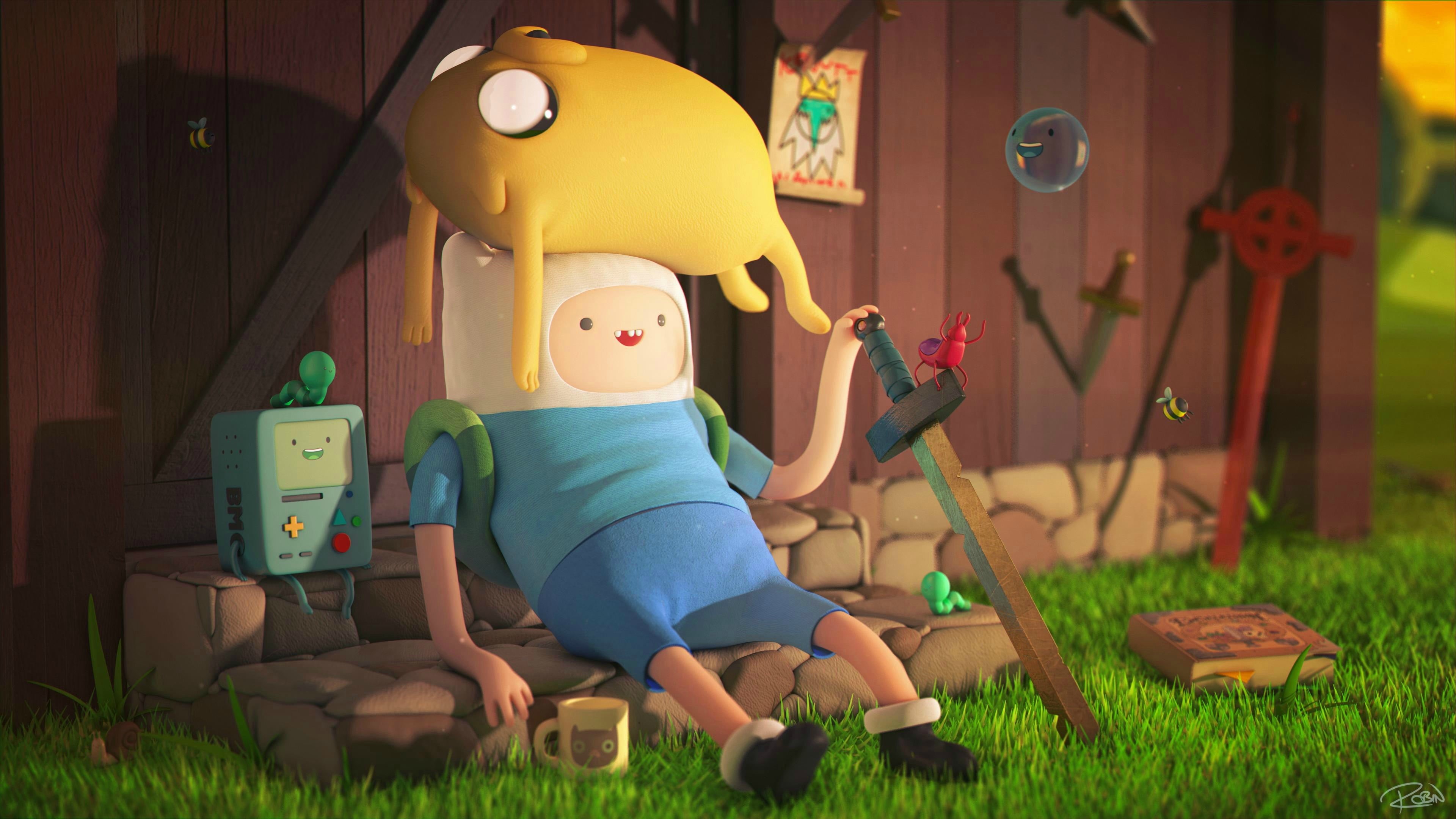 day, one person, human representation, representation, nature, art and craft, gamepad, full length, toy, green, yellow, child, Adventure Time, lifestyles, HD Wallpaper