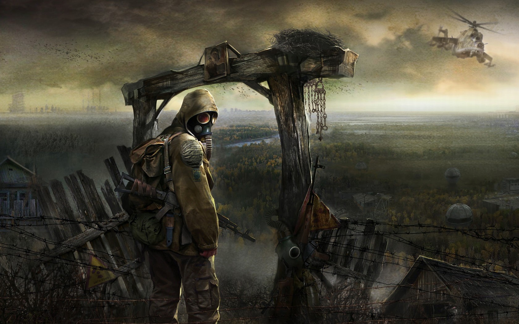 obscured face, spooky, holding, gas masks, nature, adult, gas mask, standing, mask, built structure, clothing, real people, men, digital composite, disguise, HD Wallpaper