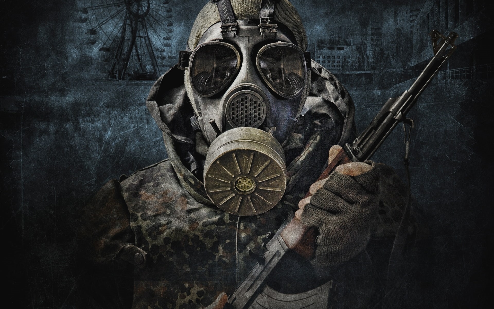 1080P, soldiers, warriors, guns, weapons, gas masks, rifles, video games, dark, mask, masks, stalker, HD Wallpaper