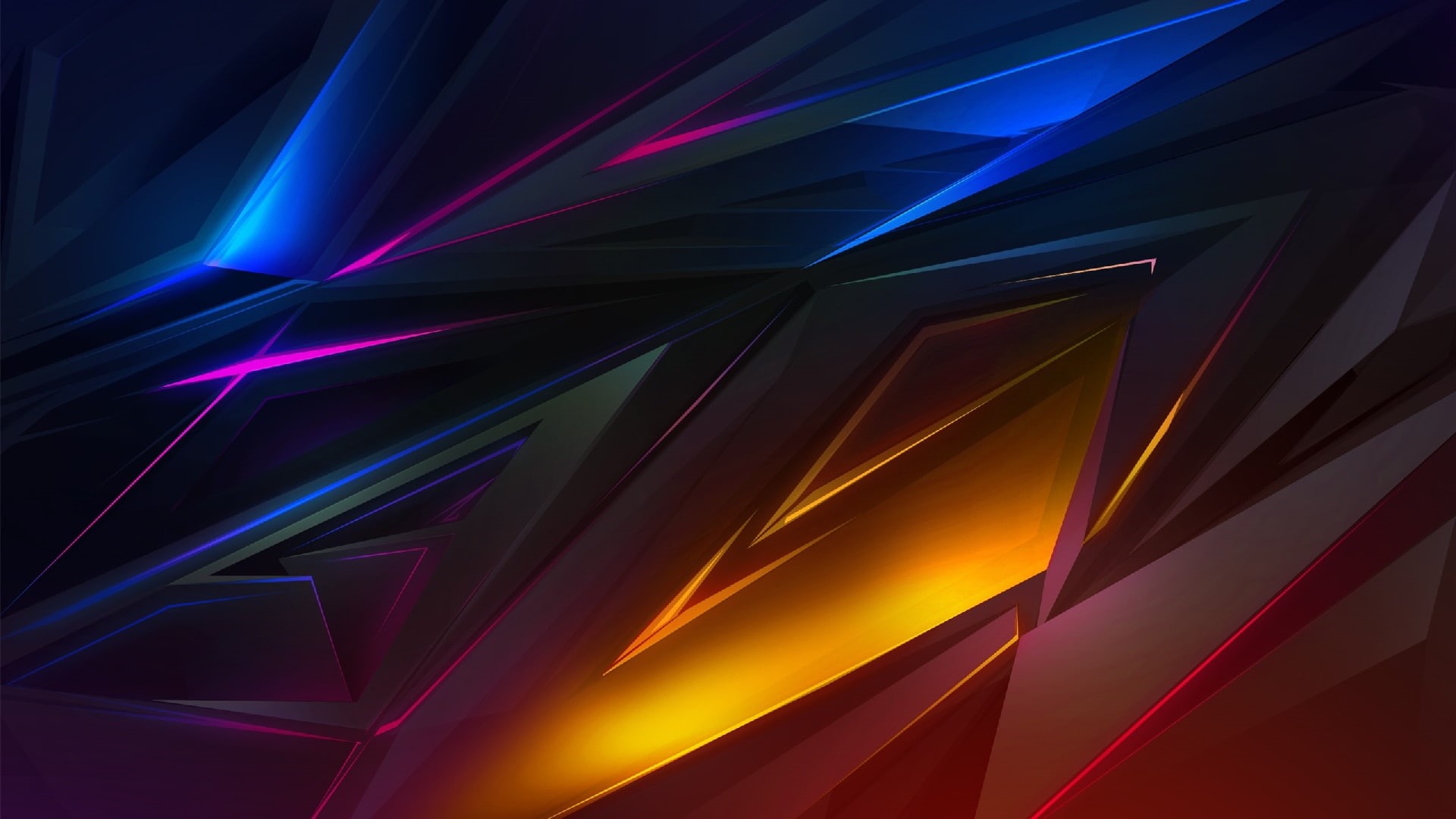 angle, triangle, multicolor, colorful, edge, edges, shine, triangles, purple, 1080P, light, line, graphics, HD Wallpaper