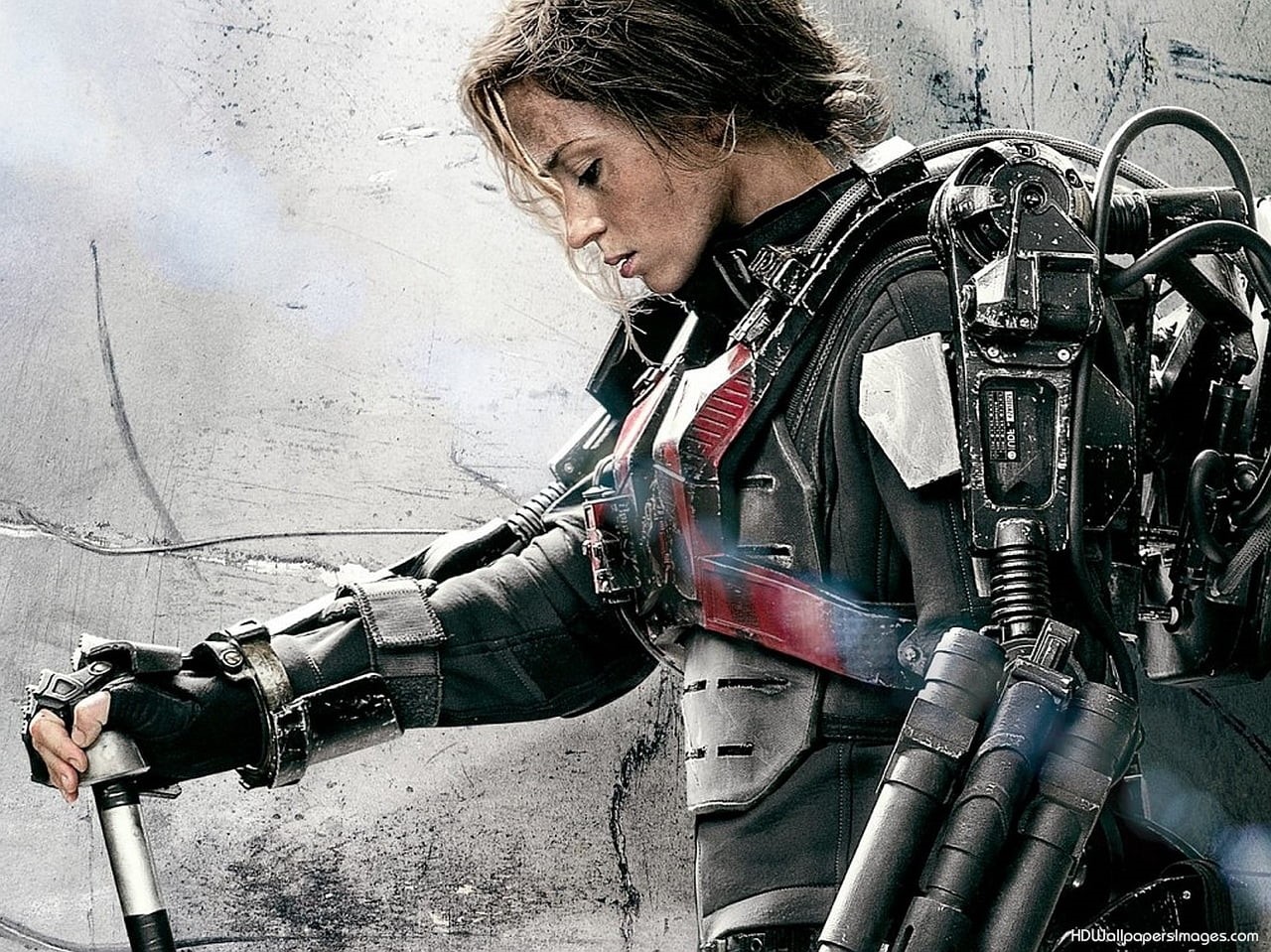 Emily Blunt, black, actress, architecture, raider, outdoors, casual clothing, s, futuristic, men, front view, technology, equipment, people, suit, real people, HD Wallpaper