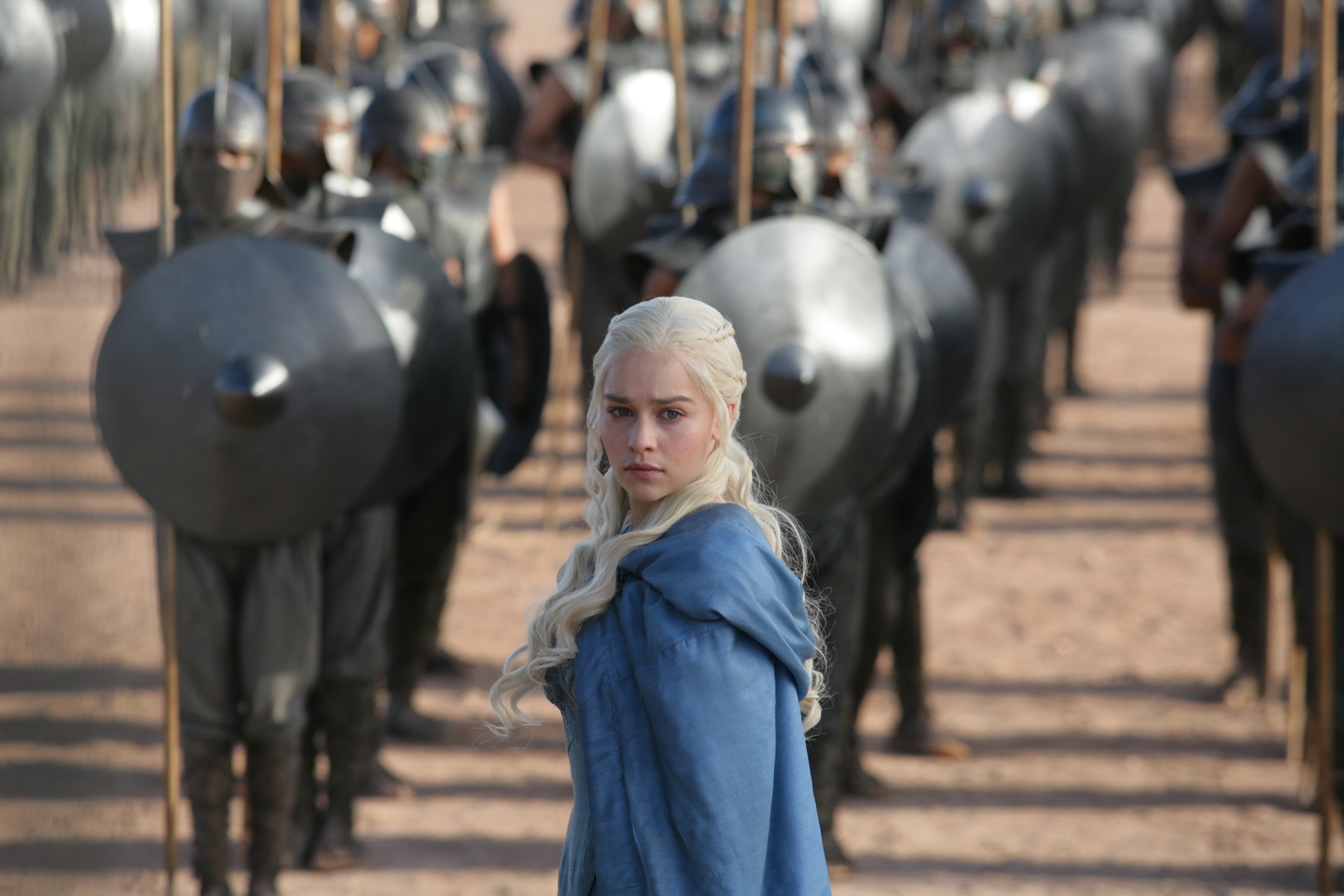 Game of Thrones, shield, game, livestock, 2K, domestic animals, show, Emilia Clarke, mammal, incidental people, hairstyle, one person, animal wildlife, HD Wallpaper
