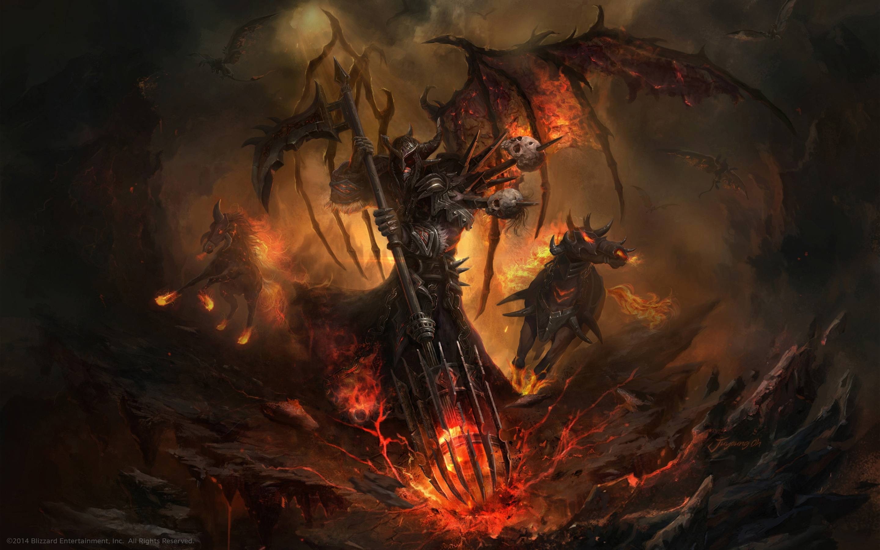 2K, smoke, fire, dark, Devil, hell, HD Wallpaper