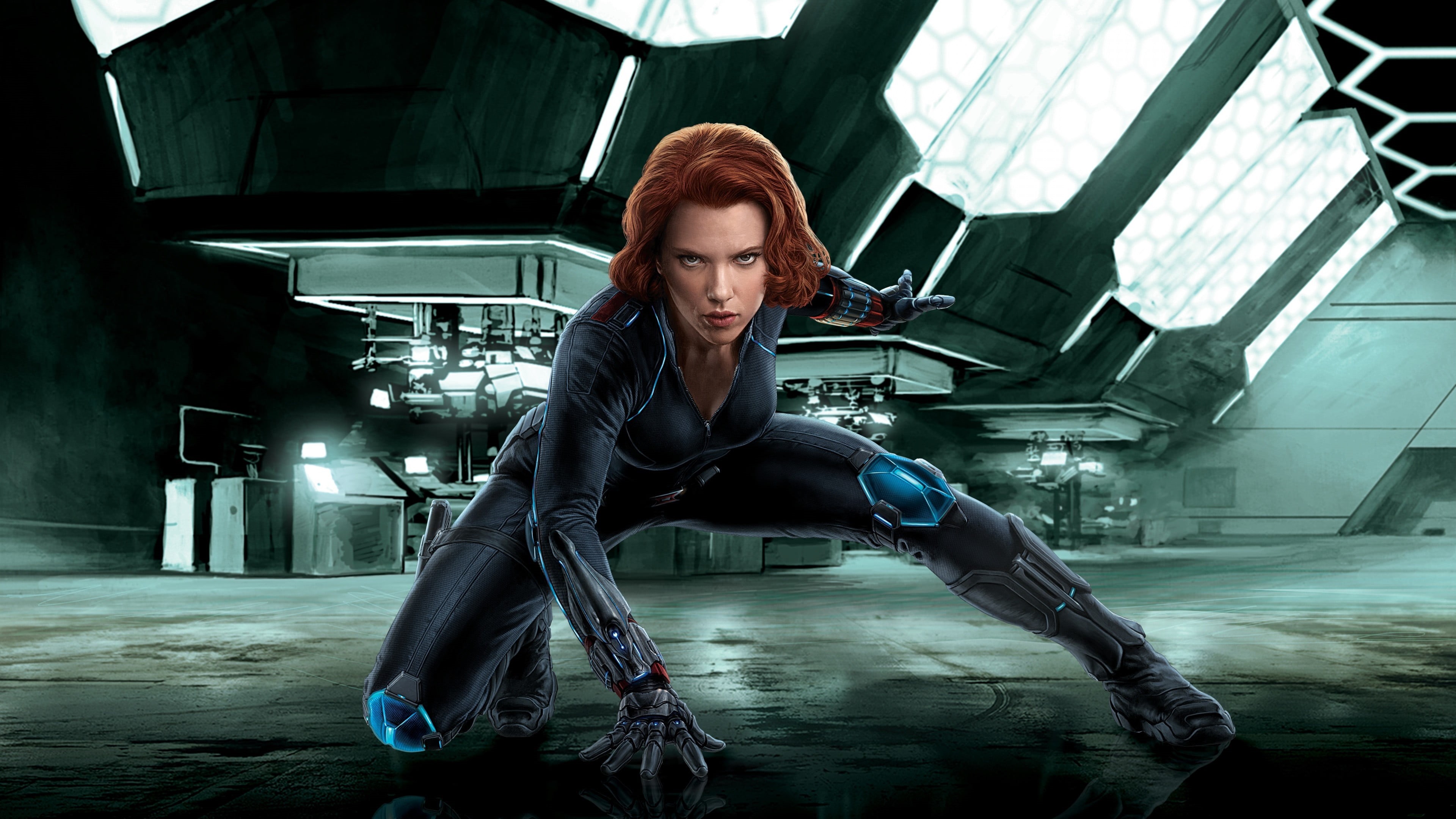 young adult, portrait, females, futuristic, Marvel Comics, redhead, women, widow, black, confidence, 4K, The Avengers, indoors, real people, HD Wallpaper