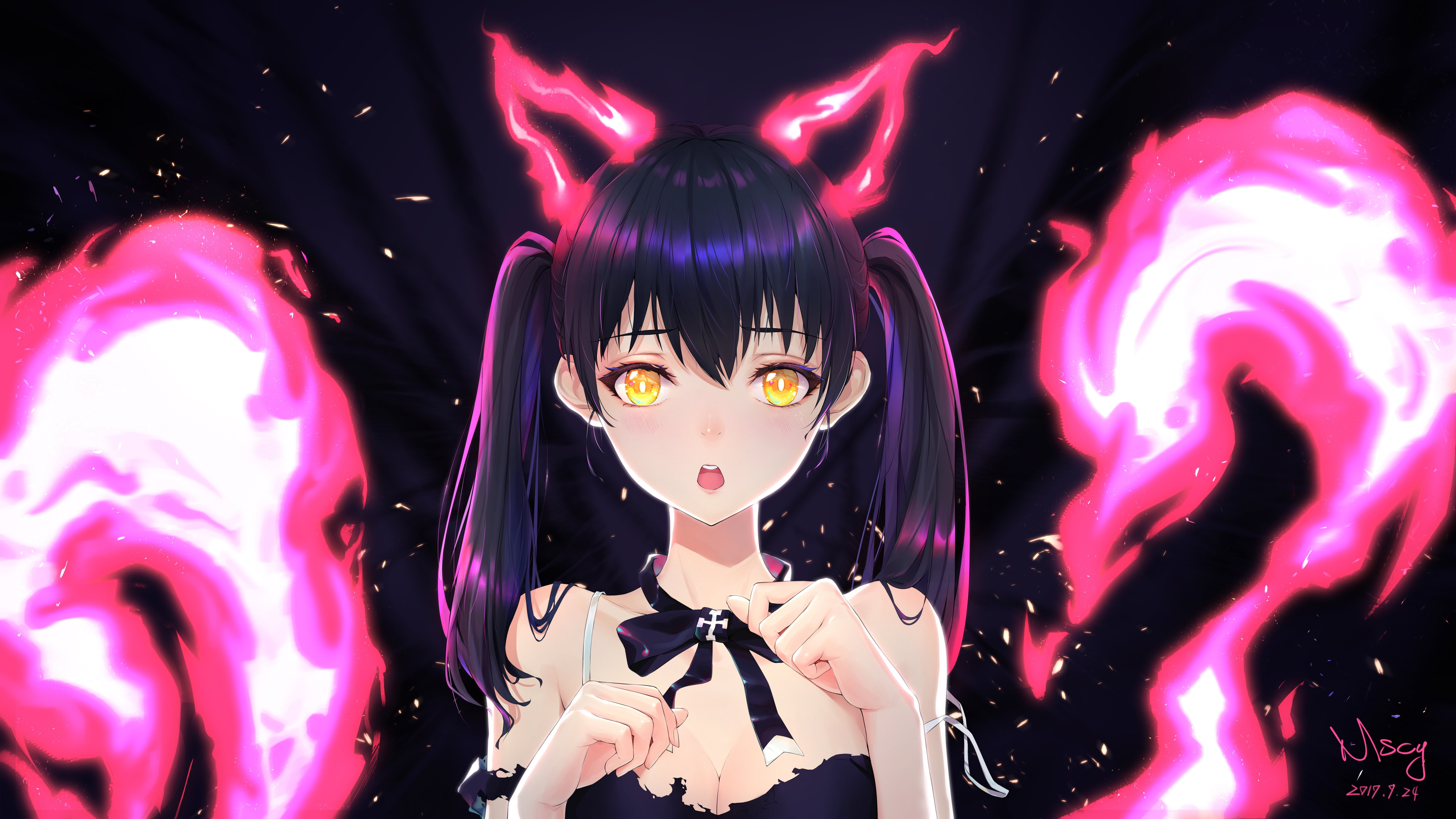 5K, anime girls, cat girl, Enen no Shouboutai, Tamaki Kotatsu, HD Wallpaper