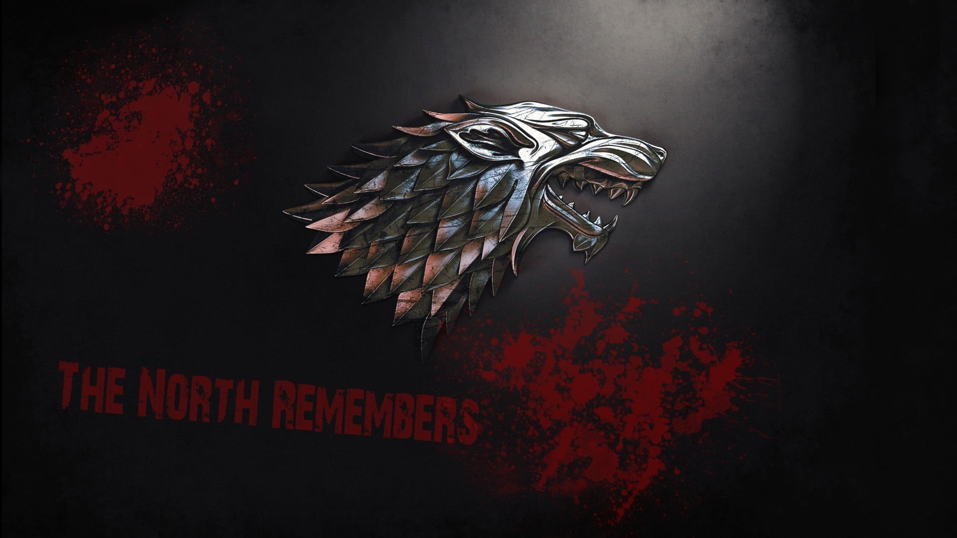 black background, sign, studio shot, wall - building feature, House Stark, remembers, Game of Thrones, text, illuminated, communication, red, 1080P, no people, HD Wallpaper