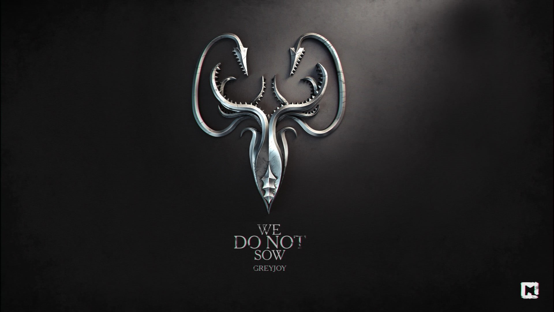 abstract, text, representation, Game of Thrones, snow, studio shot, pattern, 1080P, single object, black Color, design, House Greyjoy, metal, communication, HD Wallpaper
