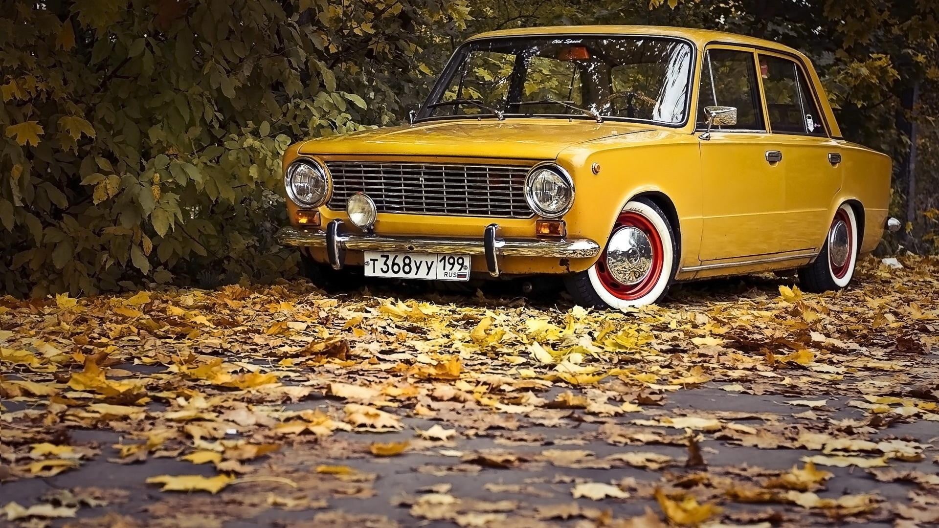 VAZ, no people, tuning, Russian cars, retro styled, plant part, old car, nature, land vehicle, mode of transportation, outdoors, 1080P, fall, VAZ 2101, HD Wallpaper
