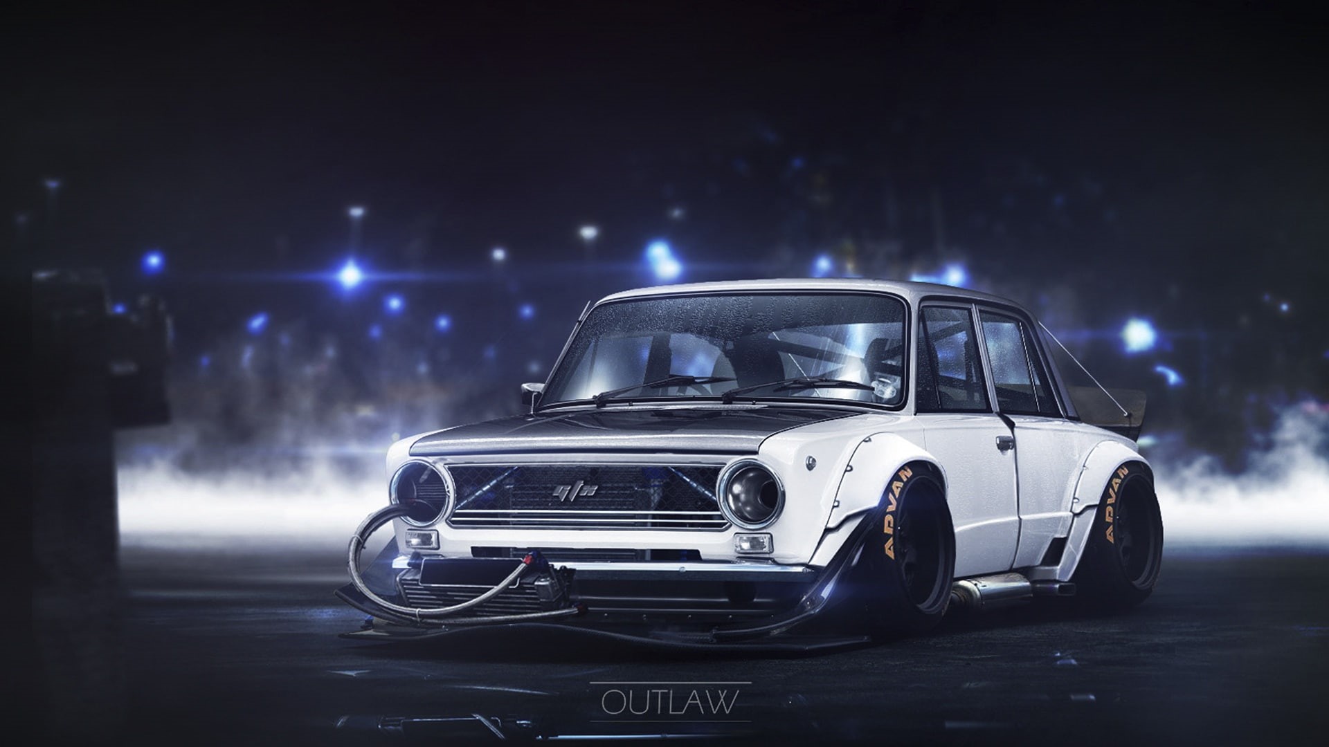 white cars, LADA, car, digital art, 1080P, vehicle, HD Wallpaper