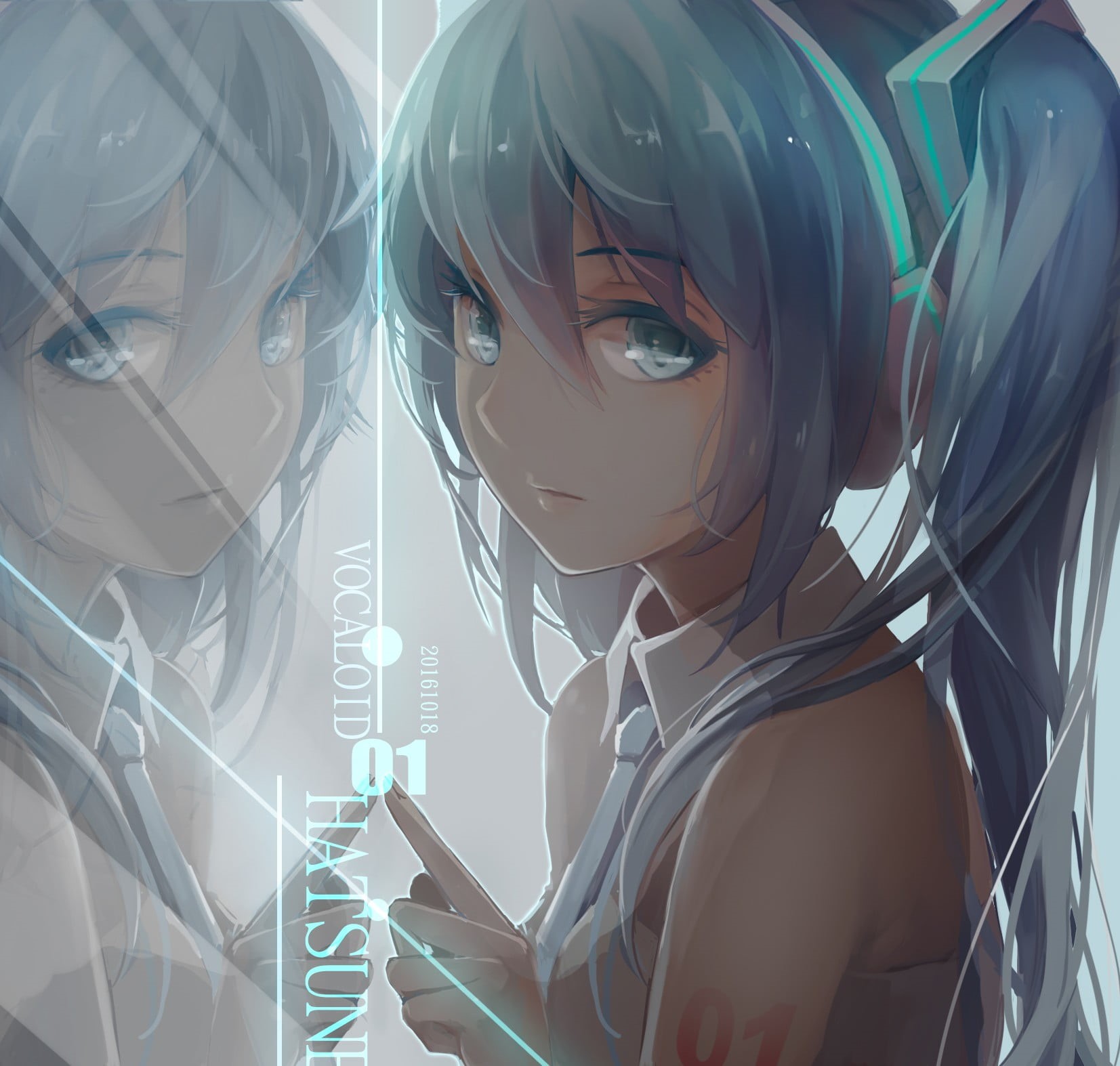 indoors, wireless technology, headshot, innovation, real people, computer, connection, digital, twintails, Hatsune Miku, glowing, Vocaloid, futuristic, HD Wallpaper