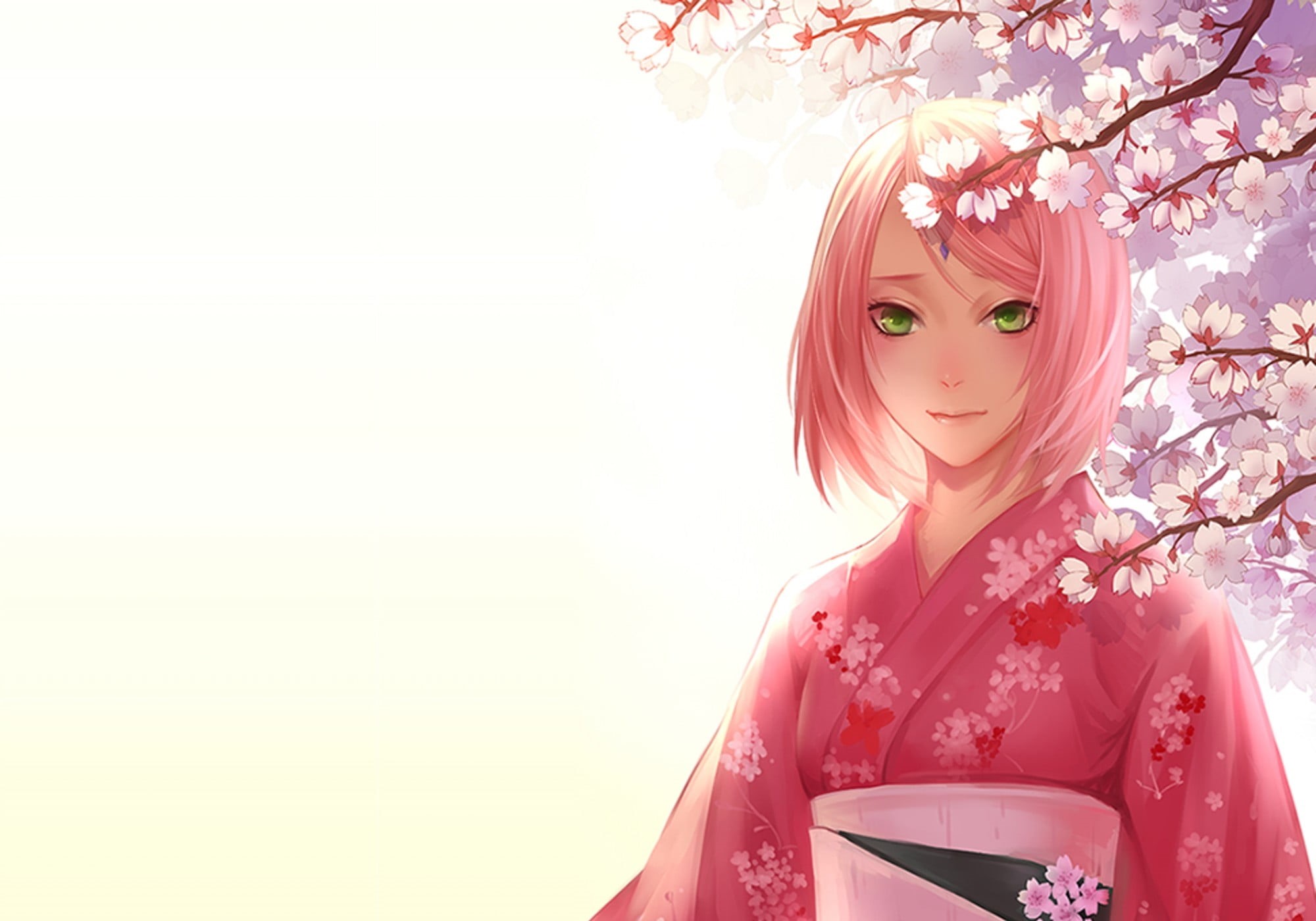 real people, one person, 1080P, beautiful woman, flower, nature, women, copy space, hairstyle, cherry blossom, young adult, flowering plant, red, plant, HD Wallpaper