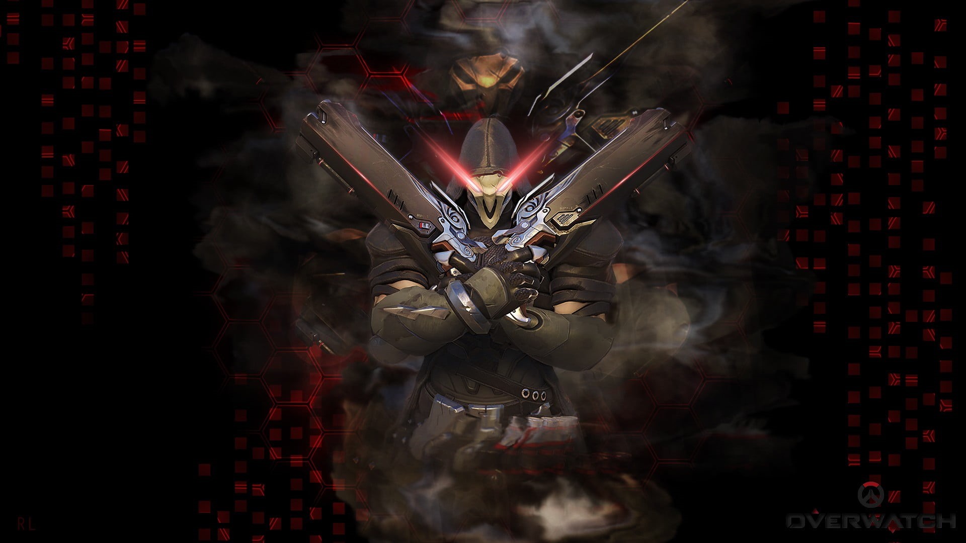 Overwatch, glass - material, guns, technology, male, lighting equipment, still life, pattern, night, smoke - physical structure, Blizzard Entertainment, HD Wallpaper