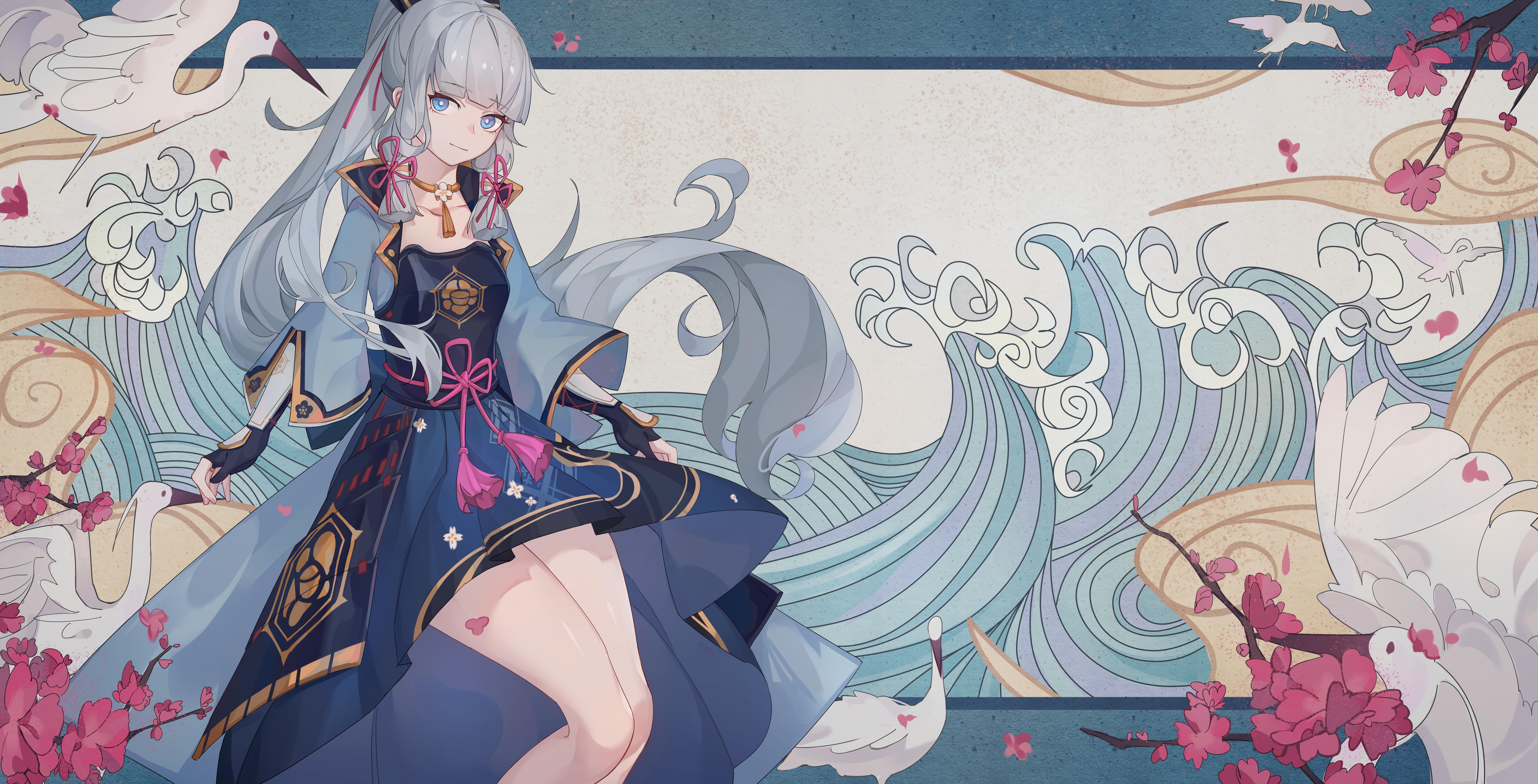 Genshin Impact, illustration, digital art, artwork, Kamisato Ayaka(Genshin Impact), 8K, HD Wallpaper