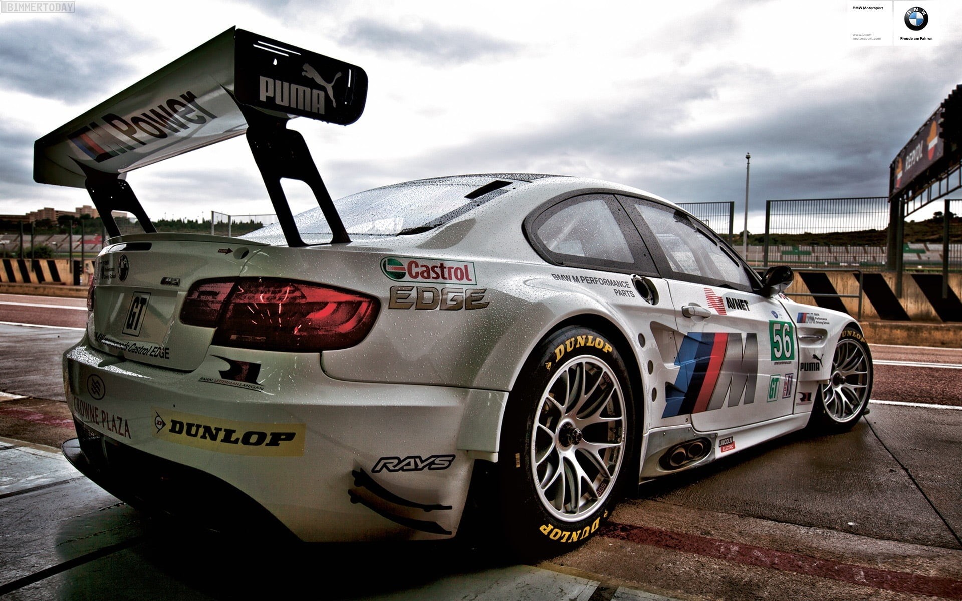 motor vehicle, rain, communication, 1080P, day, architecture, car, outdoors, mode of transportation, sky, land vehicle, street, dtm, road, bmw, no people, HD Wallpaper