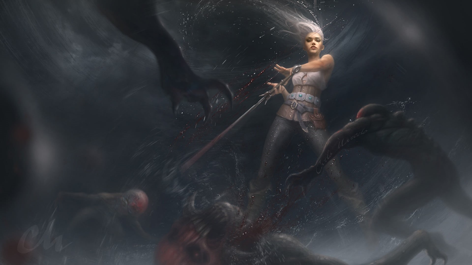  young adult, beautiful woman, hairstyle, beauty, smoke - physical structure, fantasy girl, video games, witcher, mystery, women, Ciri, creativity, HD Wallpaper