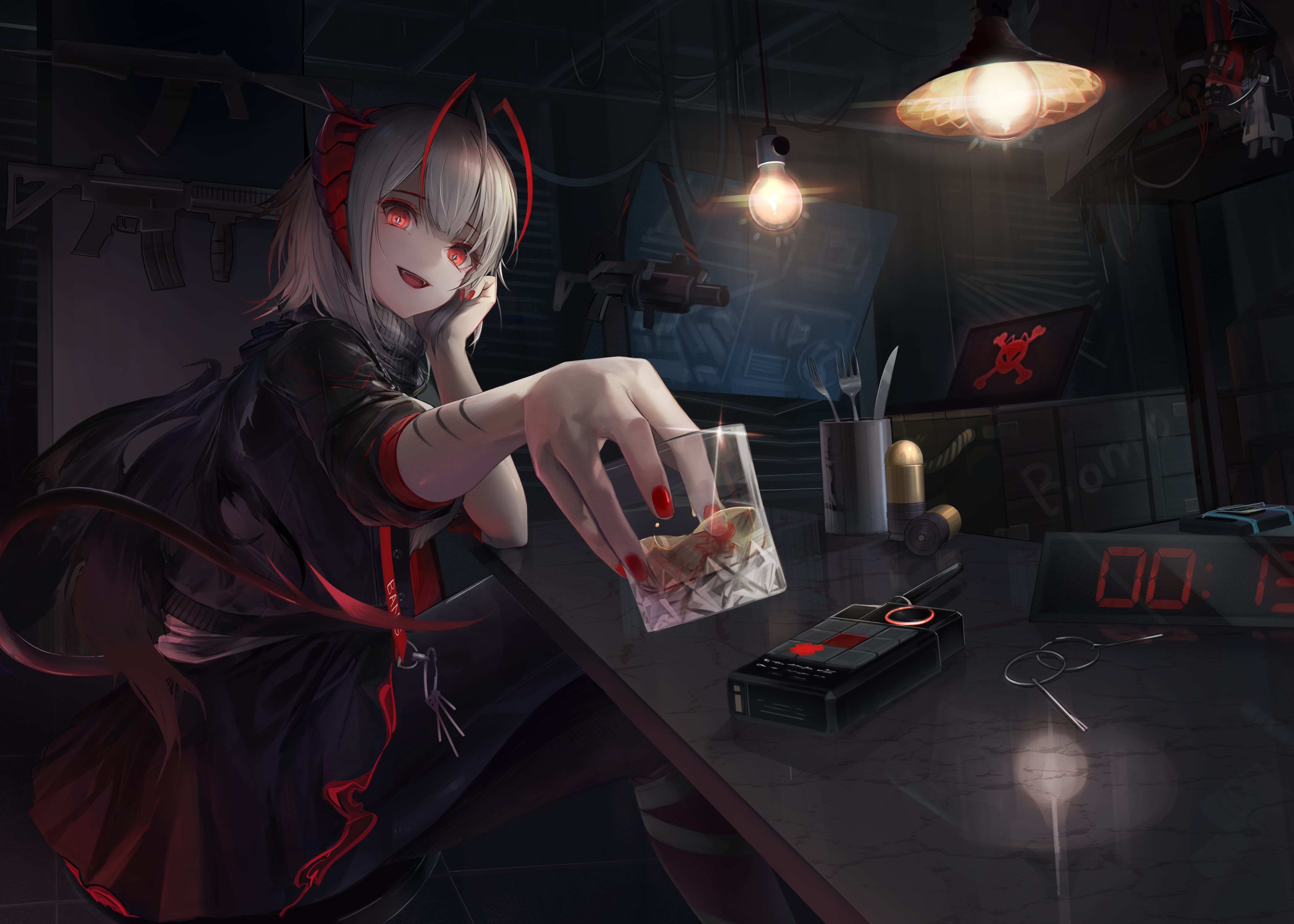 Arknights, red nails, open mouth, anime girls, 4K, W(Arknights), HD Wallpaper