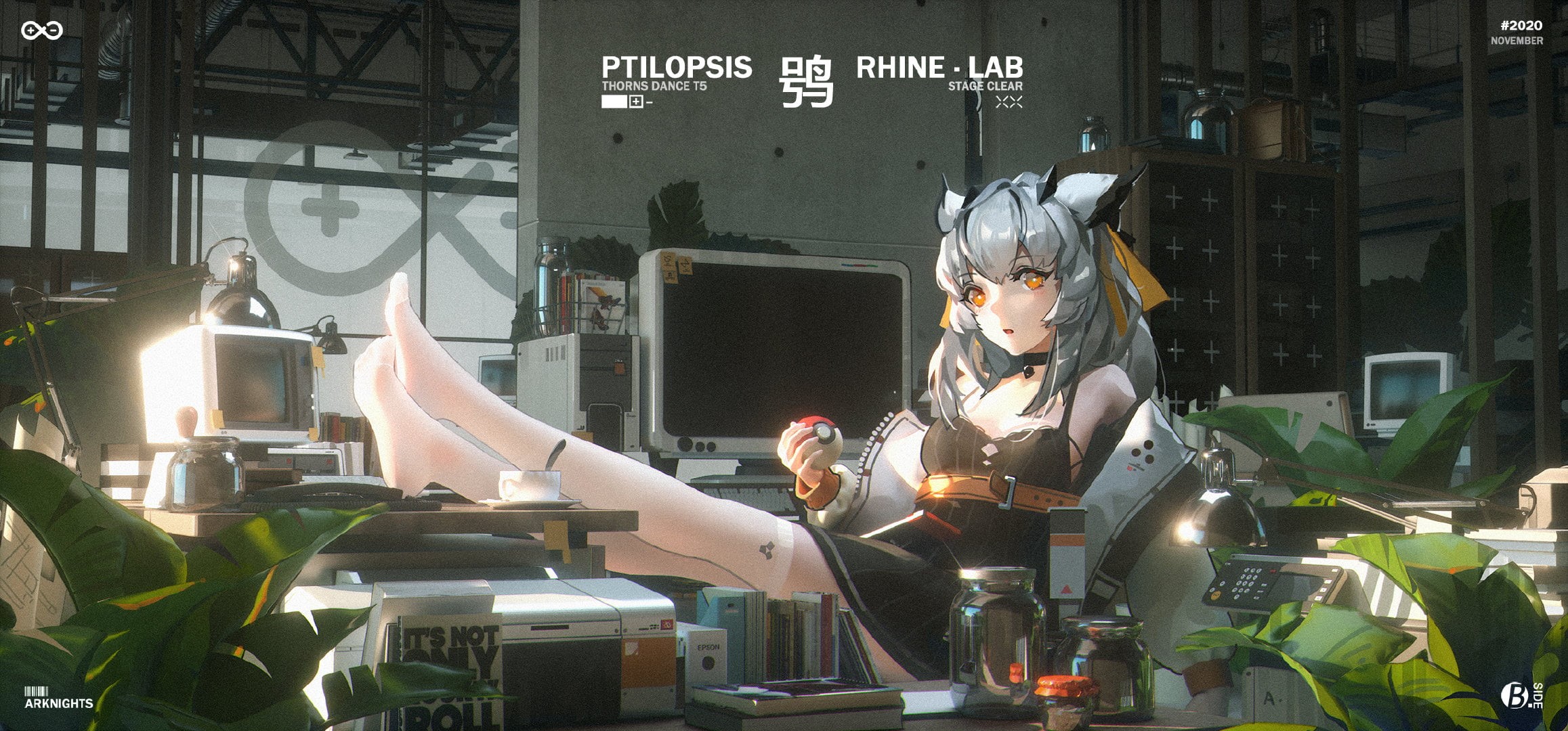 1080P, T5, anime girls, white hair, Arknights, HD Wallpaper