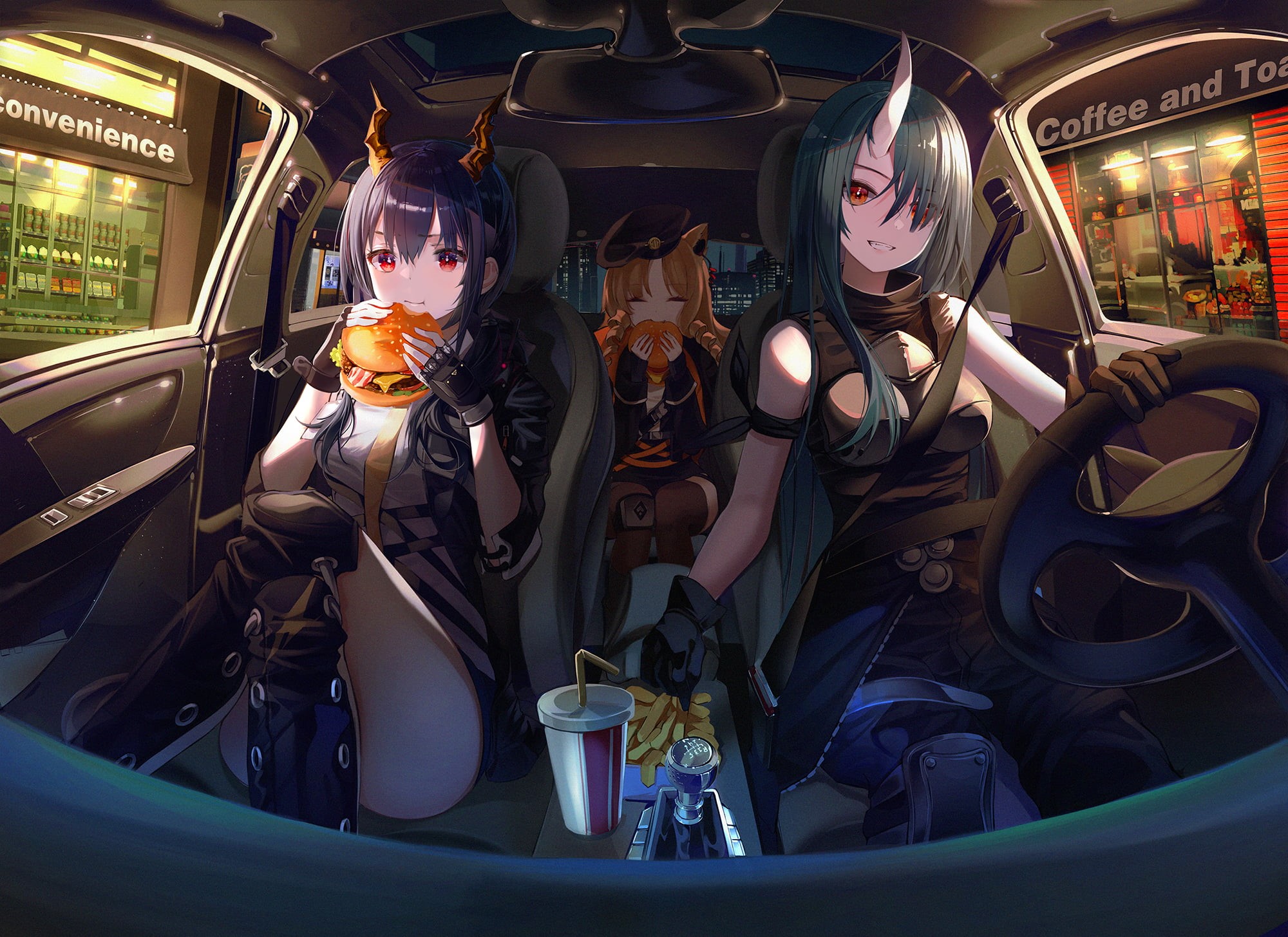 anime girls eating, Arknights, 1080P, anime girls, HD Wallpaper