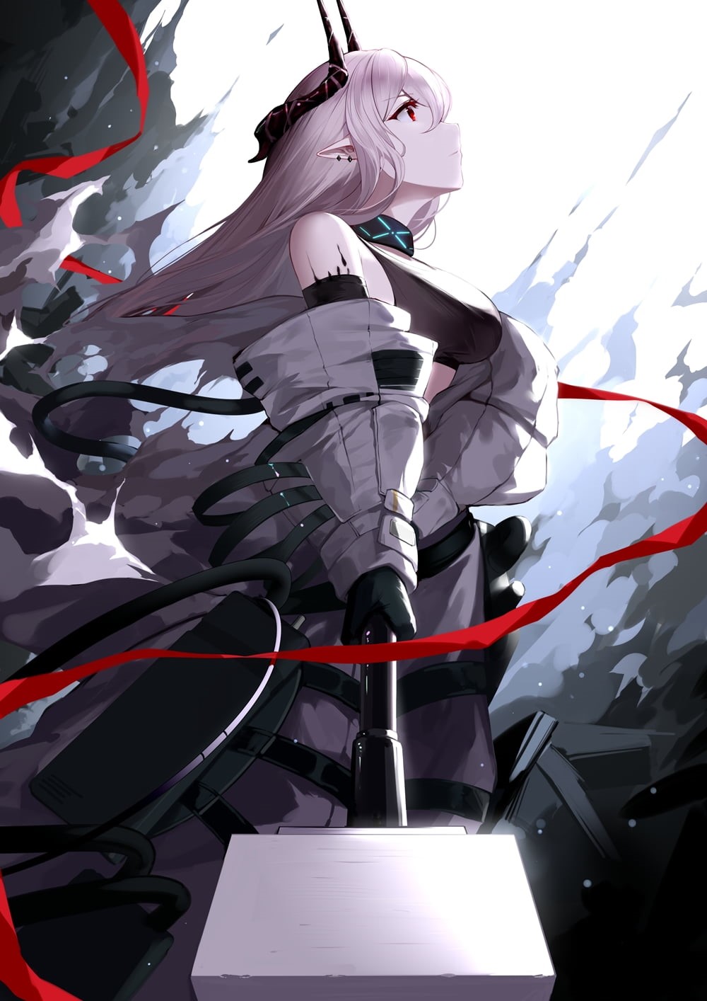 anime girls, horns, 720P, Mudrock (Arknights), anime, Arknights, An Yasuri, Phone HD Wallpaper